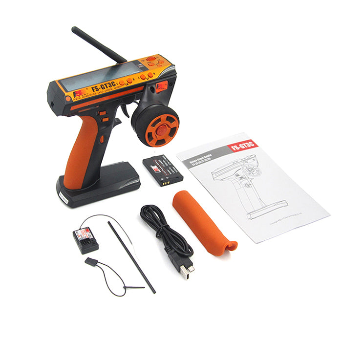 FS GT3C 3CH 2.4GHz Remote Control Transmitter with GR3C Receiver for RC Cars, Boats, and Hobby Models - Perfect for DIY Enthusiasts and Racing Enthusiasts