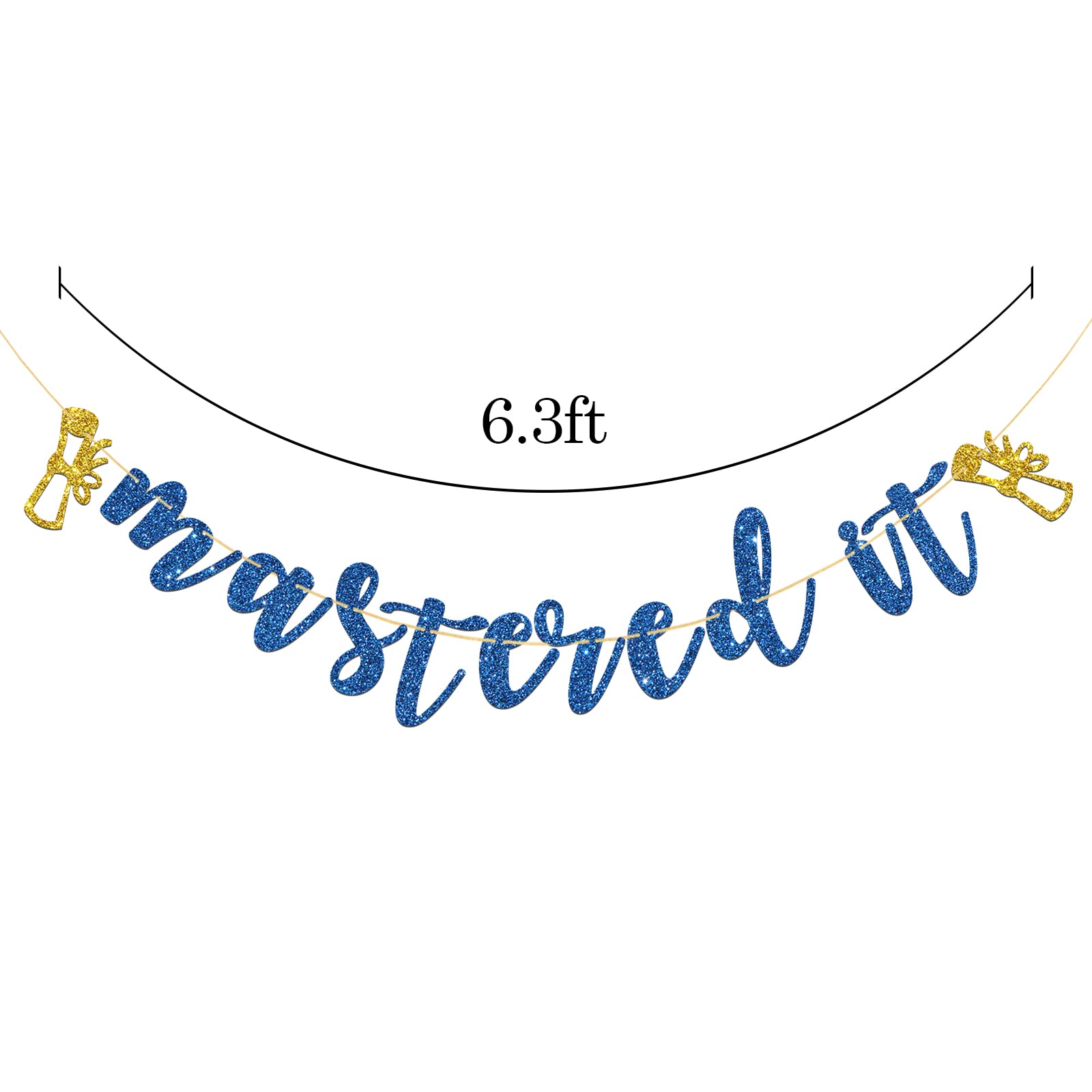Mastered It Graduation Banner - Blue Glitter High School Graduation Party Decorations - Perfect for Graduation Celebrations, School Parties & Achievement Decor
