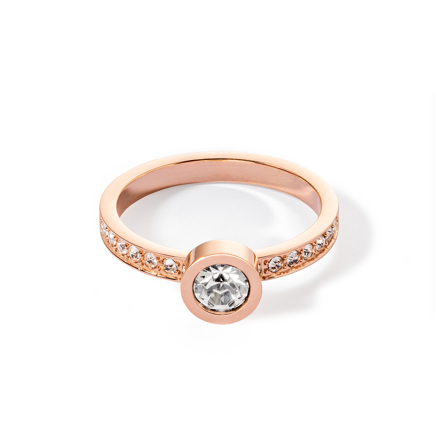 Sparkling Dots Rose Gold Crystal Ring - Elegant Cubic Zirconia Jewelry for Women, Perfect for Weddings, Parties & Special Occasions