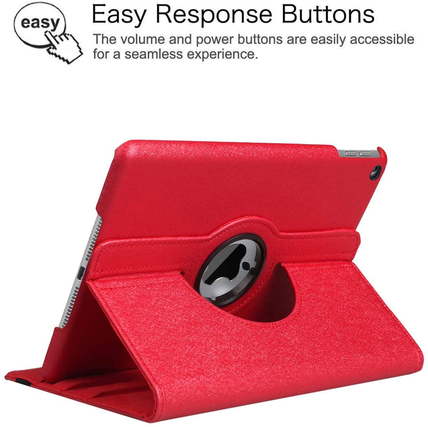 360° Rotating Stand Protective Case for iPad 9.7 inch (5th/6th Gen 2018/2017) & iPad Air 2 - Auto Sleep/Wake Smart Cover - Perfect for Work, Study & Travel (Red)