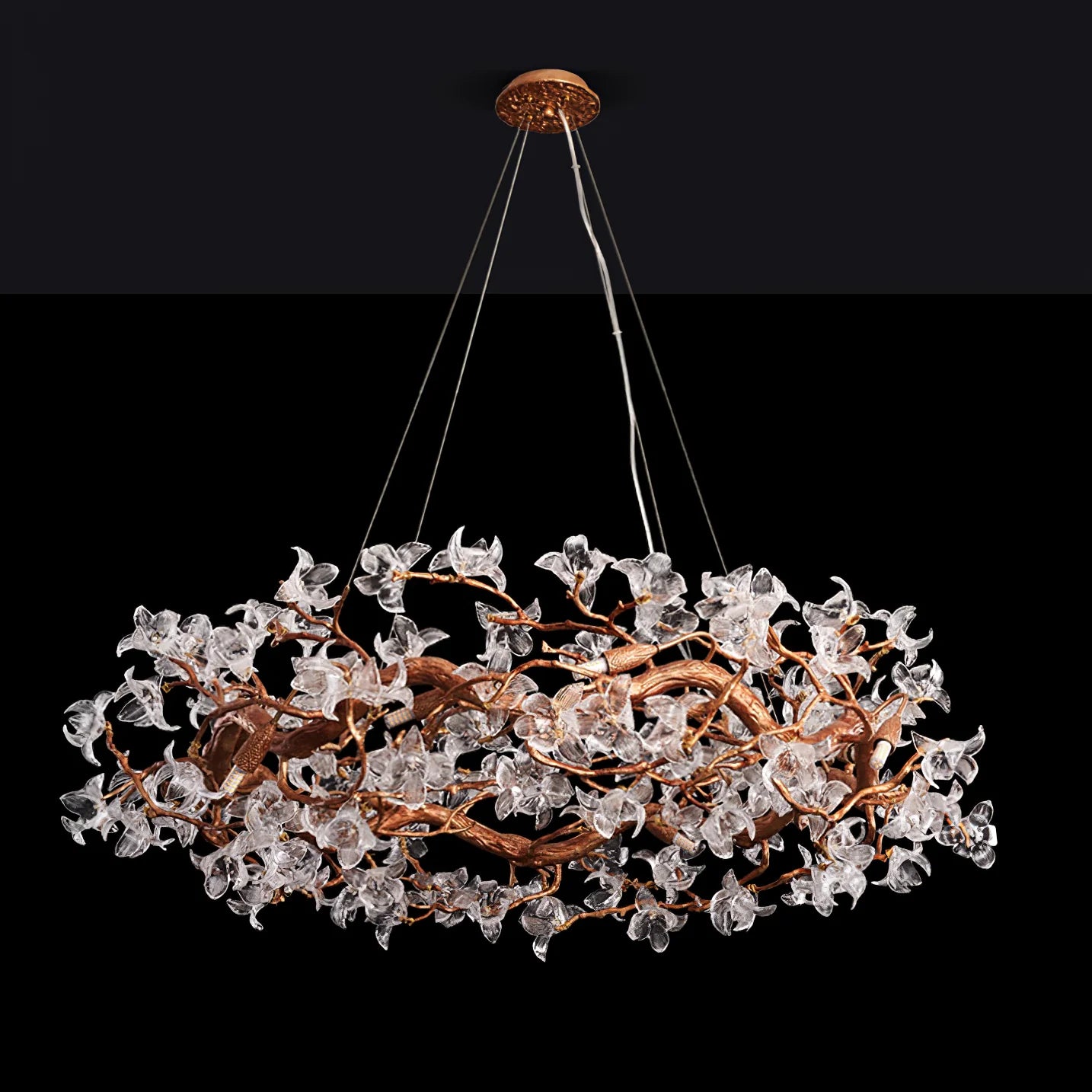 Petala Crystal Round Chandelier - Elegant Ceiling Light Fixture for Dining Room, Bedroom & Living Room | Modern Home Decor Lighting | Dimmable LED Chandelier for Wedding & Luxury Interior Design