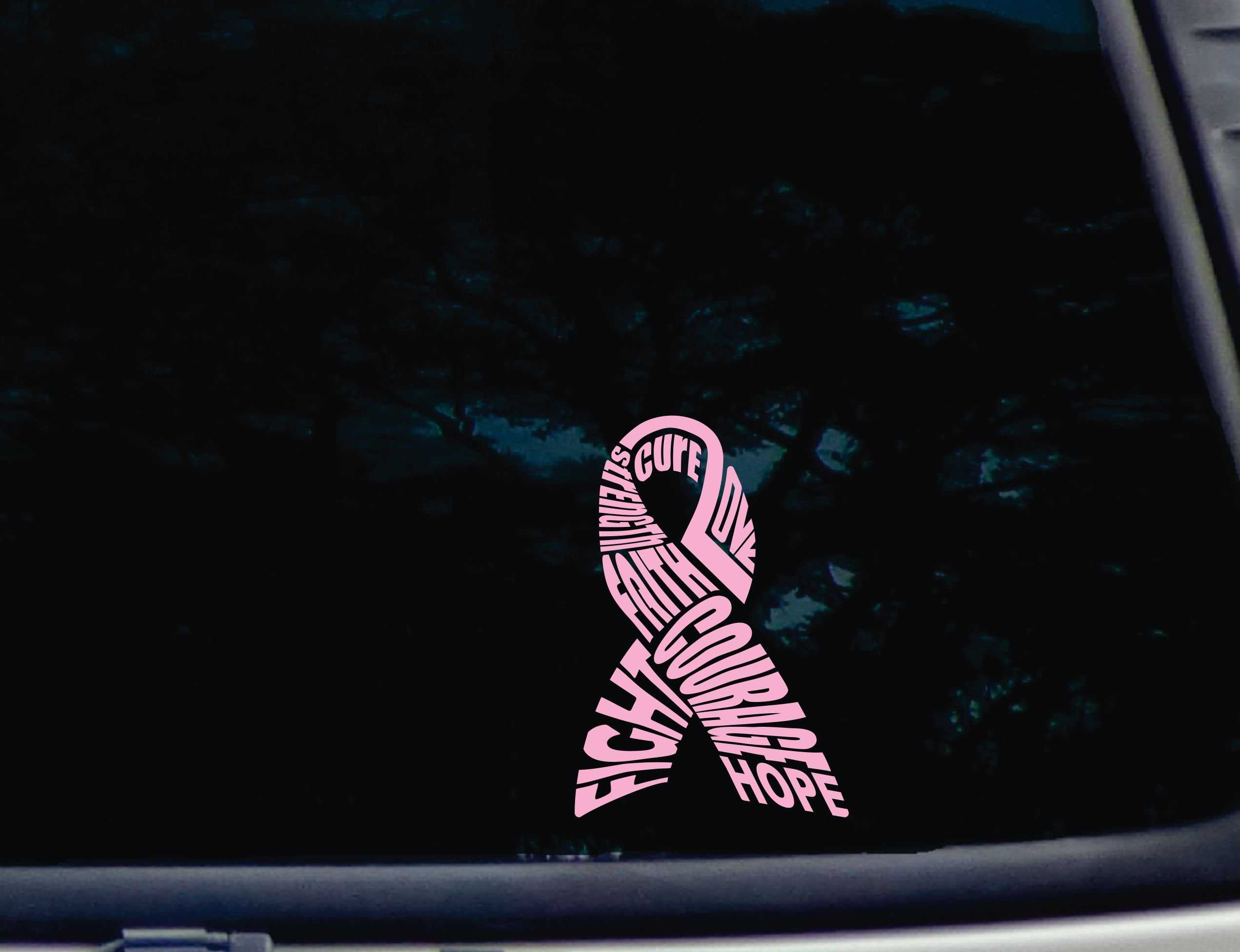 Pink Breast Cancer Awareness Ribbon Vinyl Decal - 3.75