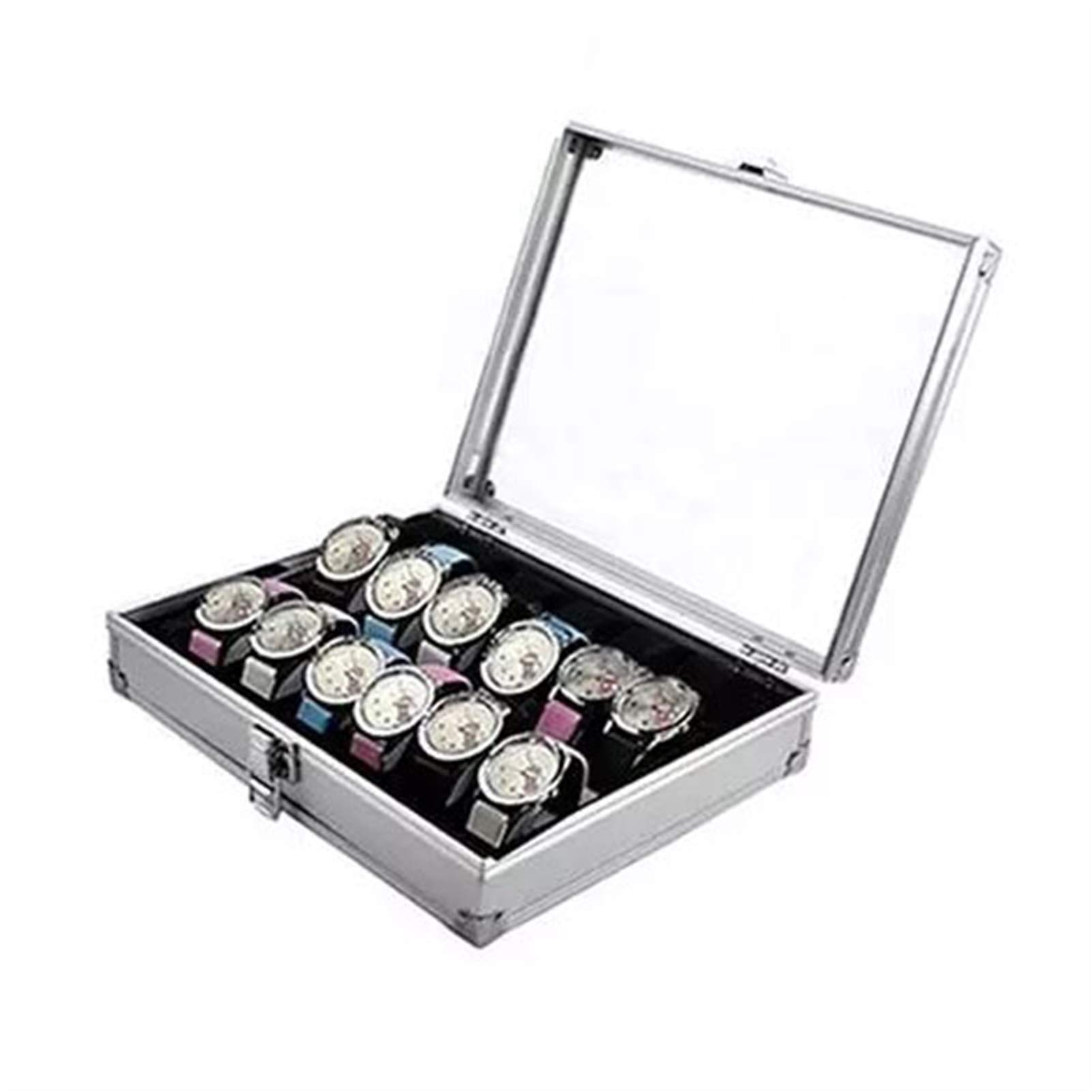 Metal Watch Box - 12 Slot Jewelry Organizer for Display & Storage