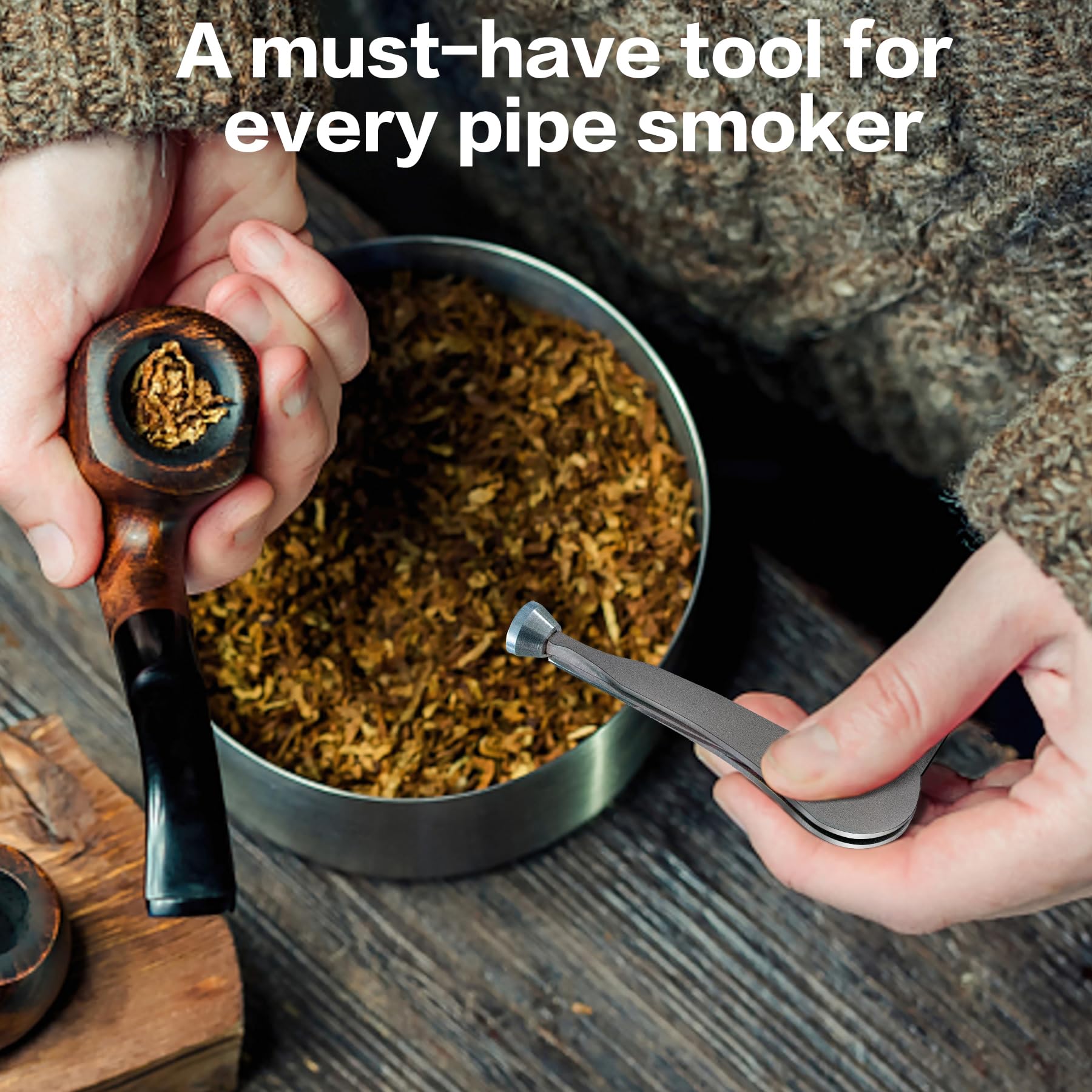 3 in 1 Stainless Steel Tobacco Pipe Tool Kit - Multi-Function Scraper, Cleaner & Tamper for Wooden Smoking Pipes | Perfect for Pipe Maintenance, Cleaning & Packing Tobacco | Ideal for Smokers & Pipe Enthusiasts