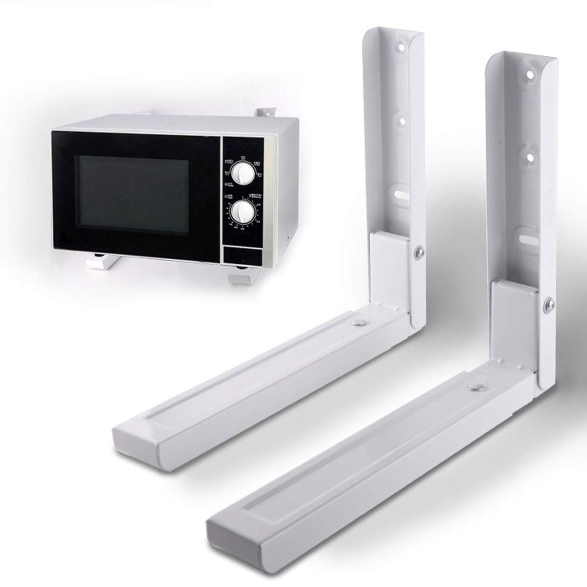 Universal Wall-Mounted Microwave Bracket - Heavy Duty Foldable Kitchen Shelf Rack for Ovens & Microwaves - Space Saving Solution for Small Kitchens, Dorms & RVs