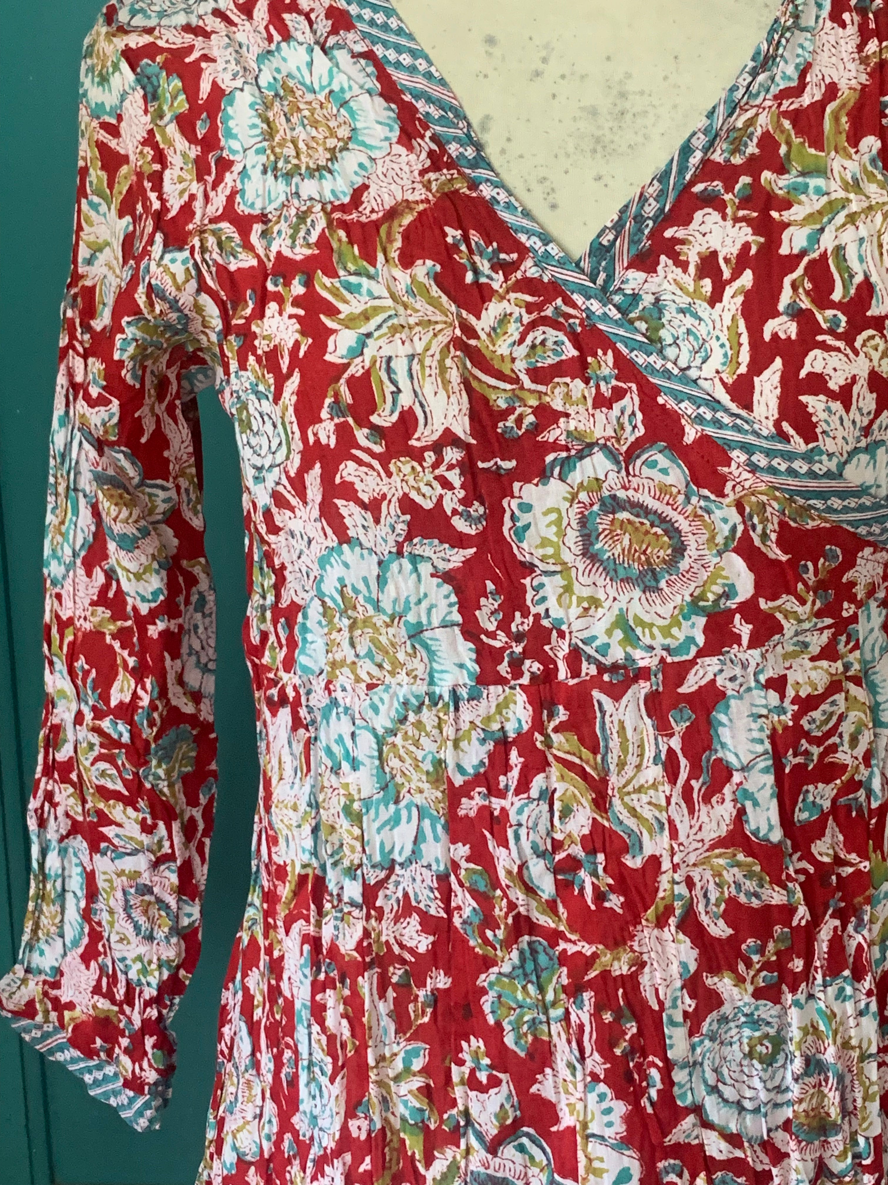 Elegant Wrap Dress - Moulin Rouge Style Floral Print Women's Dress for Parties, Date Nights & Special Occasions