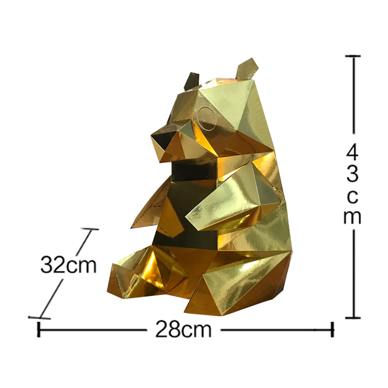 Creative 3D Panda Paper Trophy - DIY Origami Puzzle & Handmade Paper Sculpture Art for Home Decoration, Gift, Party & Office Awards (Gold) | Fun Craft Activity for Kids & Adults