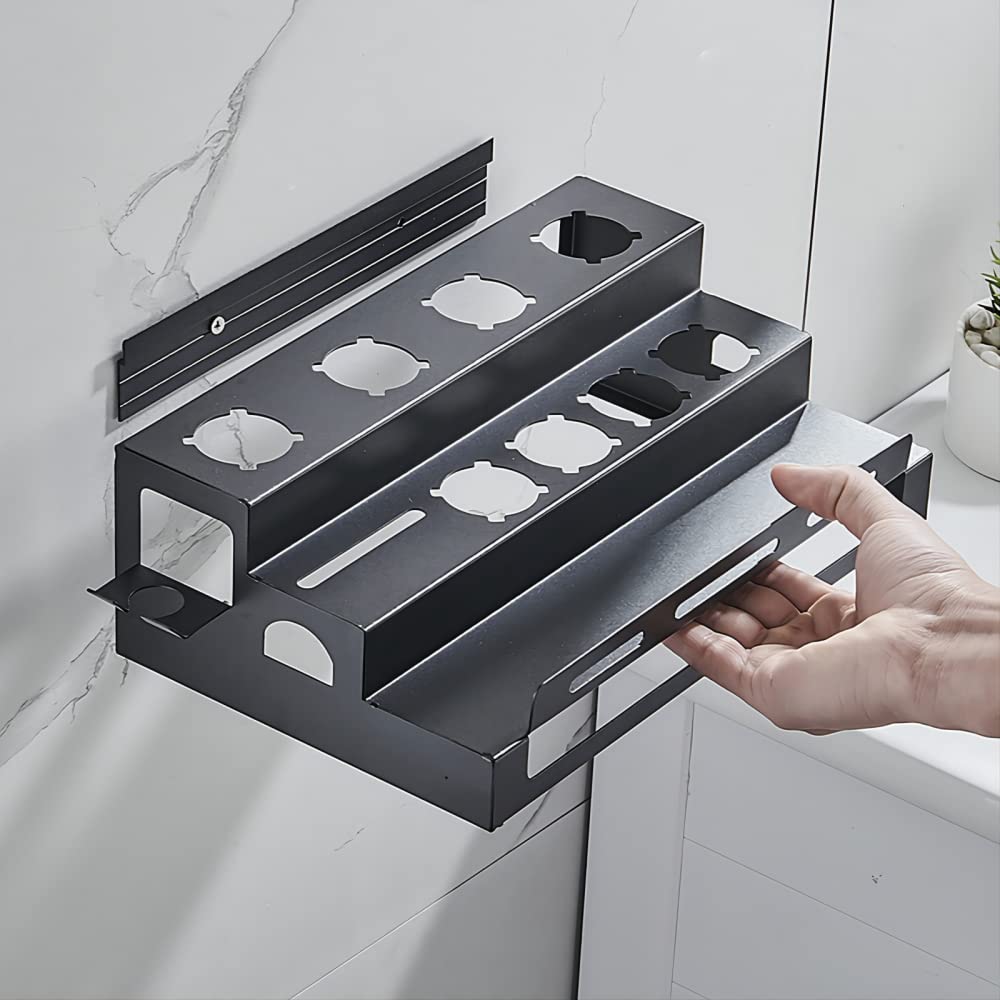 Dyson Airwrap Storage Rack - Wall Mounted Shelf Organizer for Hair Dryer, Curler & Styling Tools | Space Saving Hair Care Accessory Holder (Black) - Perfect for Bathroom, Salon & Bedroom Organization