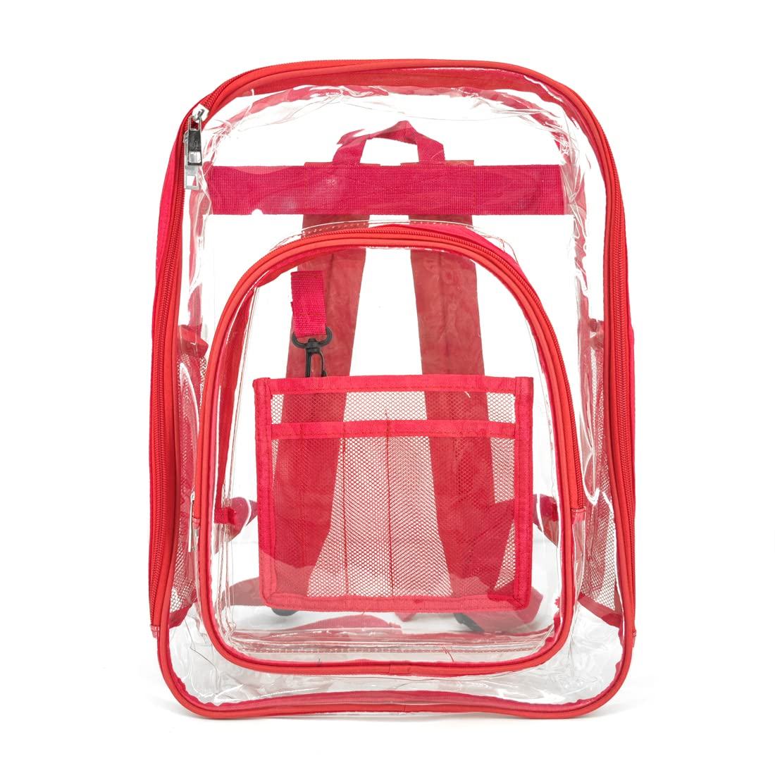 BONVEN Clear Backpack for Women - Transparent School Bookbag with See-Through Design in Red | Perfect for School, Work, Travel & Stadium Security Checks