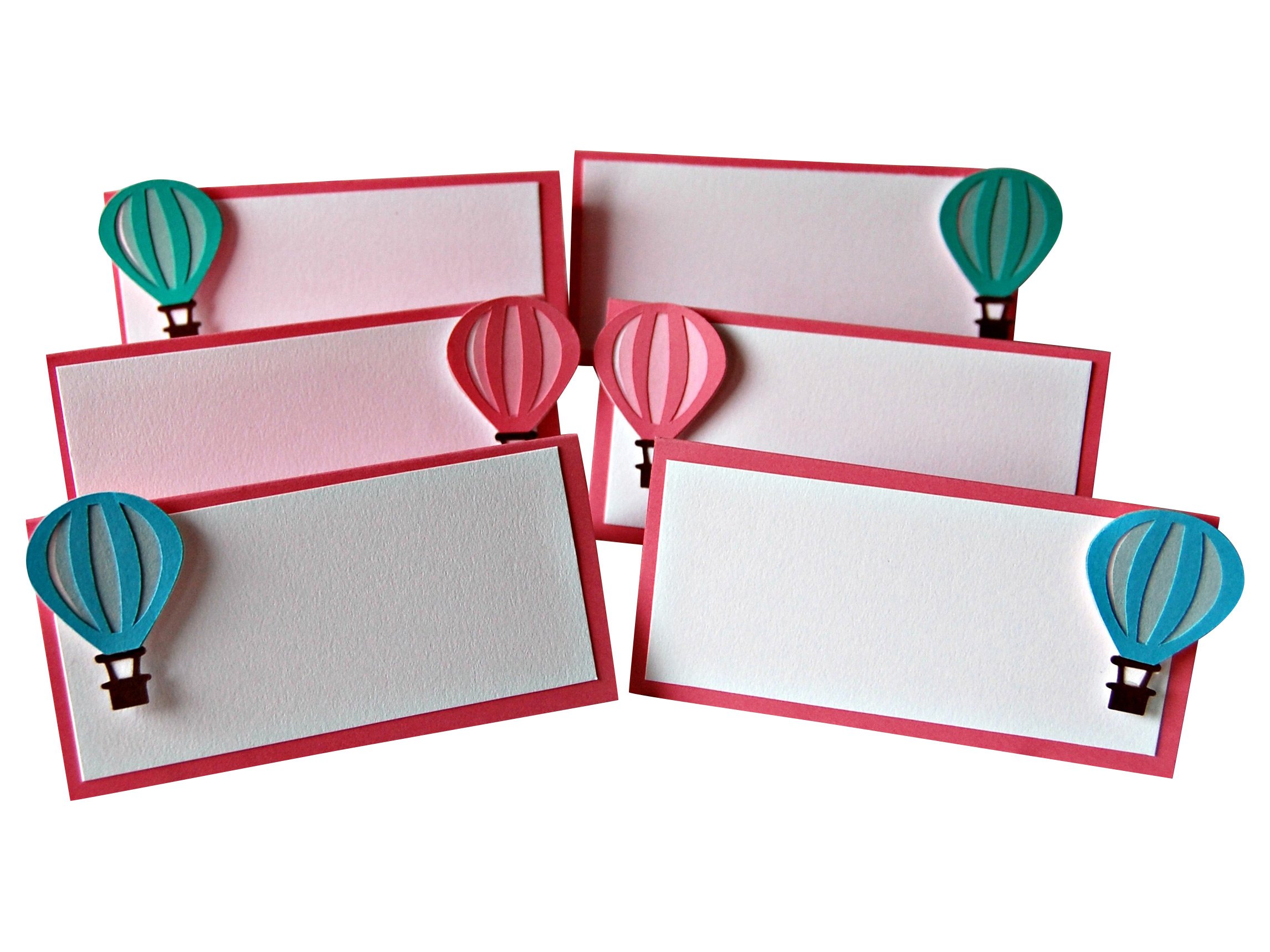 Hot Air Balloon Name Cards - Set of 6 Elegant Place Cards for Weddings, Baby Showers & Party Decorations