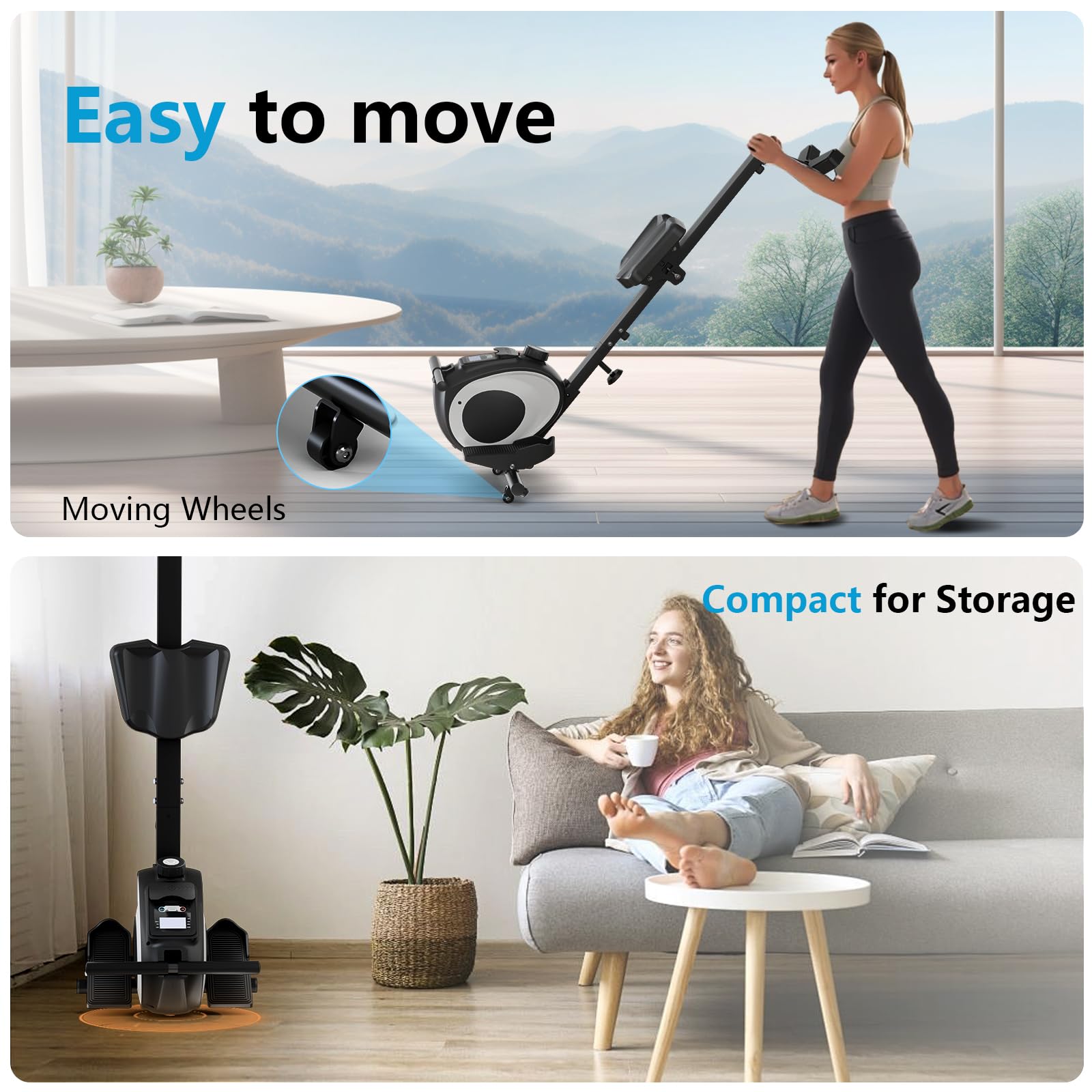 Adjustable 8-Speed Magnetic Rowing Machine for Home Workout - 265 LBS Weight Capacity, Fat Burning & Muscle Sculpting, Phone/Tablet Holder - Perfect for Small Spaces & Full-Body Fitness