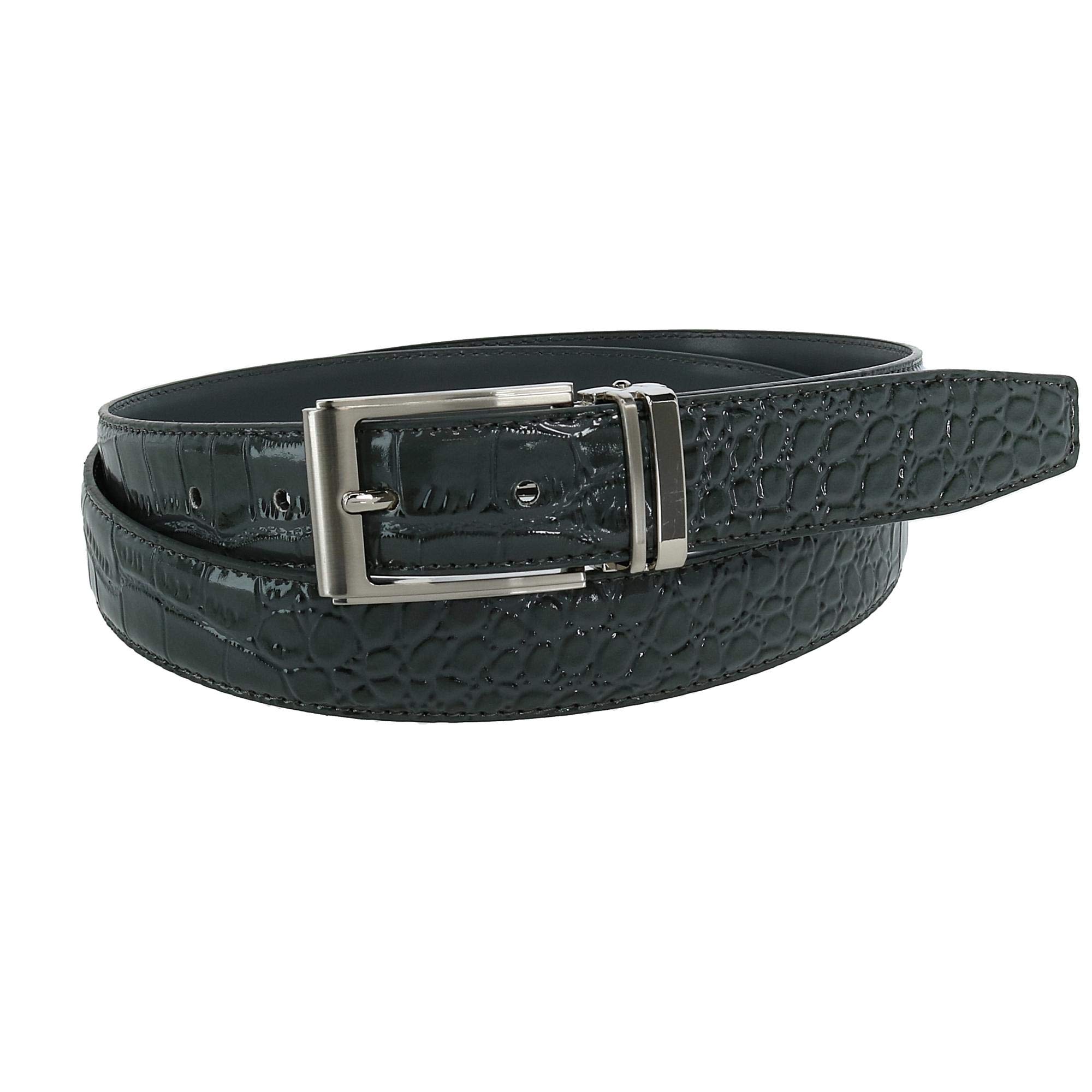 CTM® Big & Tall Leather Croc Print Dress Belt with Clamp On Buckle - Stylish & Durable Formal Accessory for Office, Wedding & Business Events