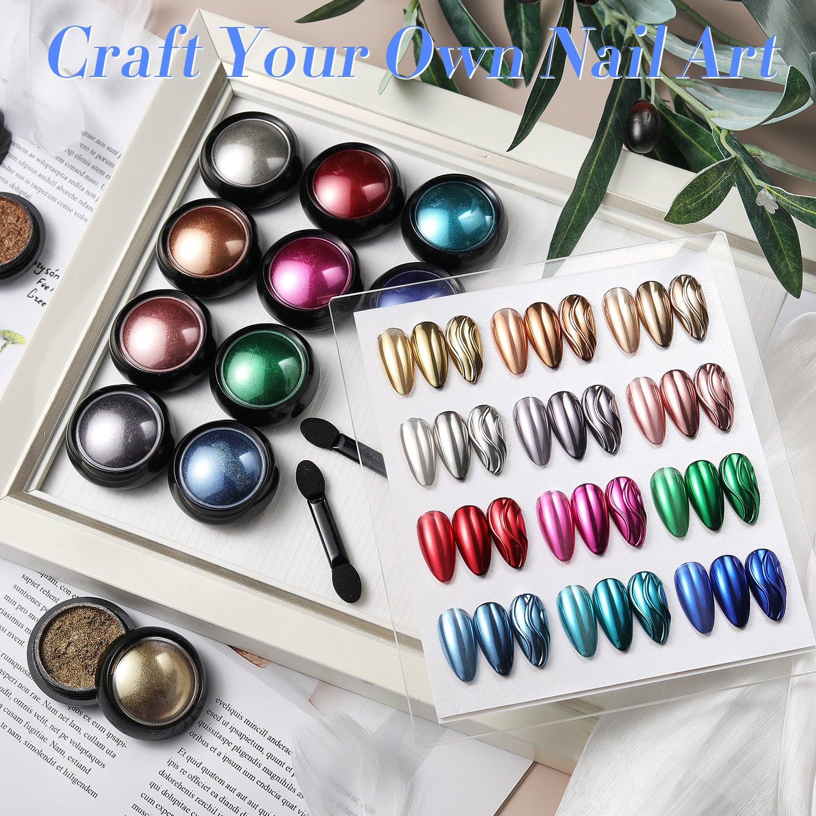 12 Boxes Chrome Metallic Nail Art Powder Kit - Professional Nail Glitter Powder for Gel & Acrylic Nails - Perfect for Salon, Home Manicure & Nail Art Designs