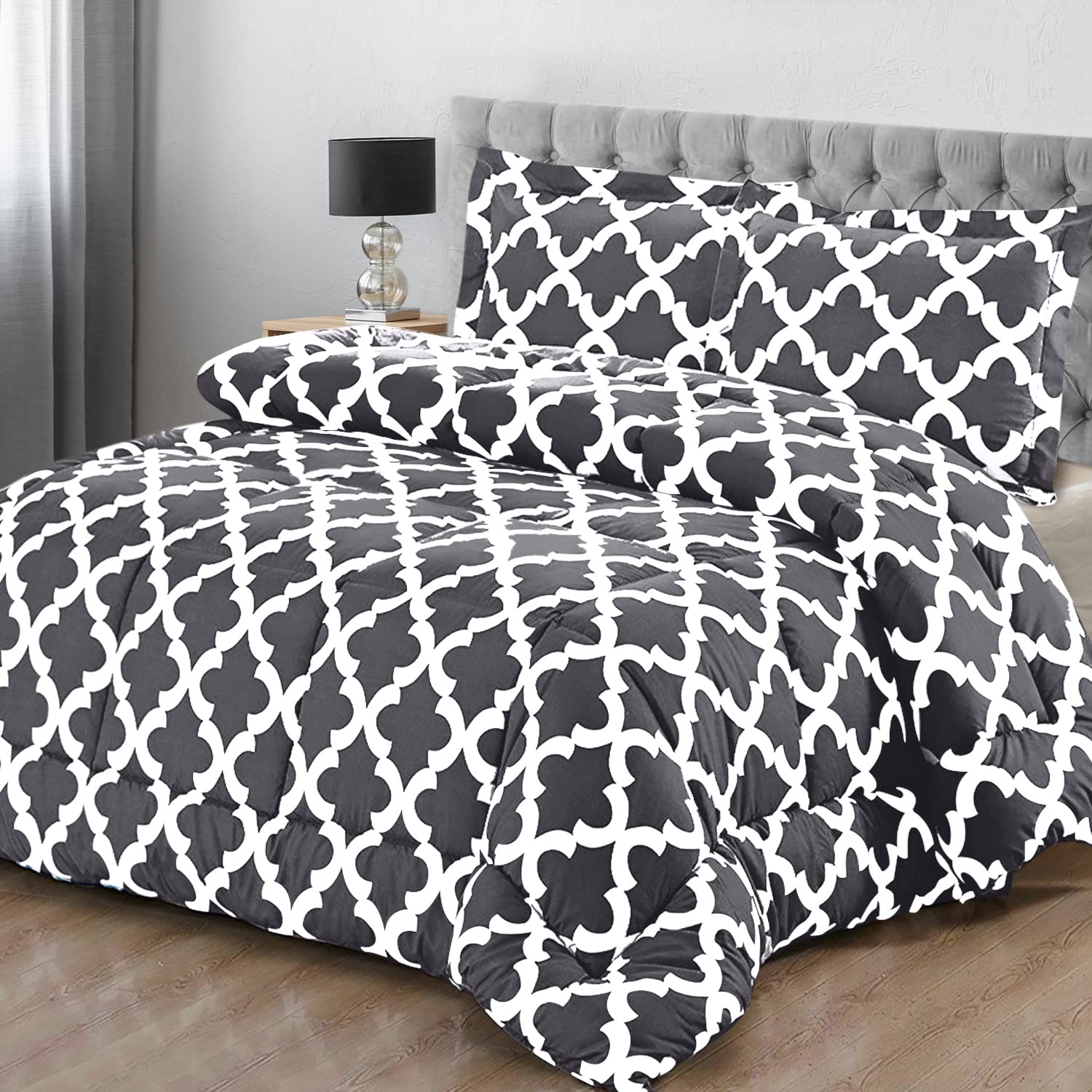 Utopia Bedding King Size 3-Piece Comforter Set with 2 Pillow Shams - Soft Down Alternative Bedding - Machine Washable Grey Comforter - Perfect for Master Bedroom, Guest Room & Cozy Home Decor