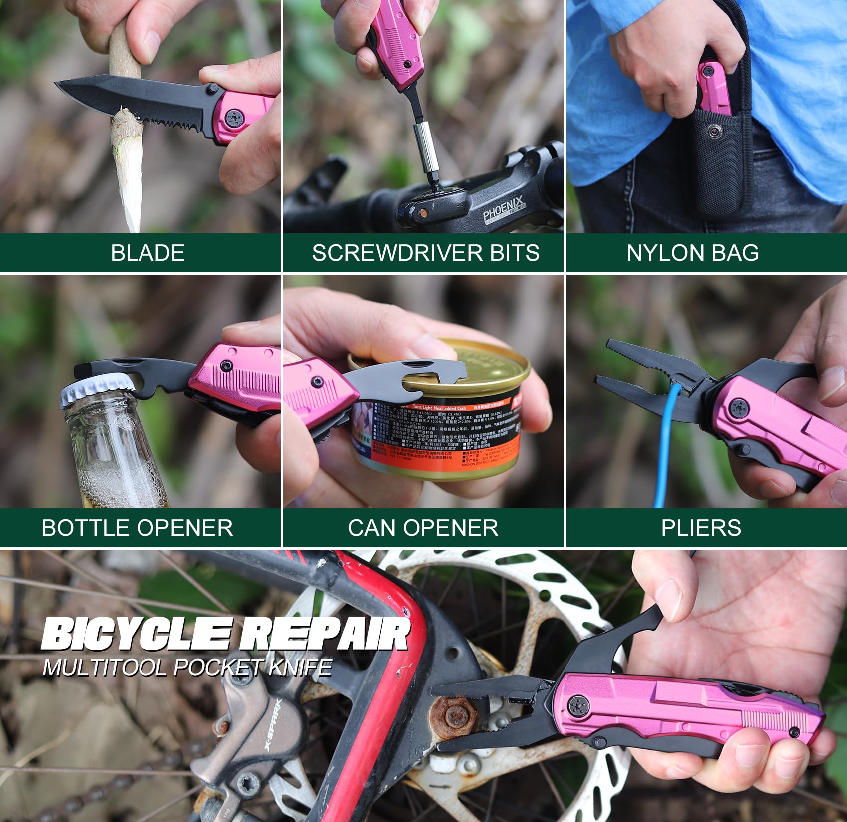 Multitool Knife for Women - Pink Compact Tool for Wife, Mom, Sister - Perfect Mother's Day, Birthday, Christmas Gift & Stocking Stuffer - Ideal for Camping, Hiking, and Everyday Carry