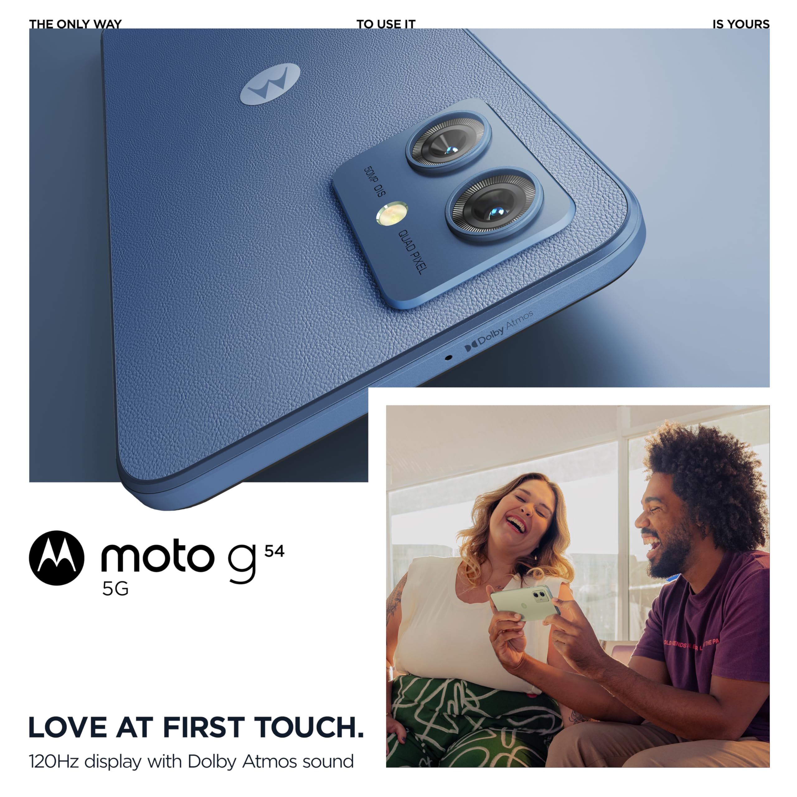 Motorola Moto G54 Smartphone 8GB RAM 256GB Storage Indigo Blue Vegan Leather - Fast Performance, Long Battery Life for Work, Gaming & Streaming
