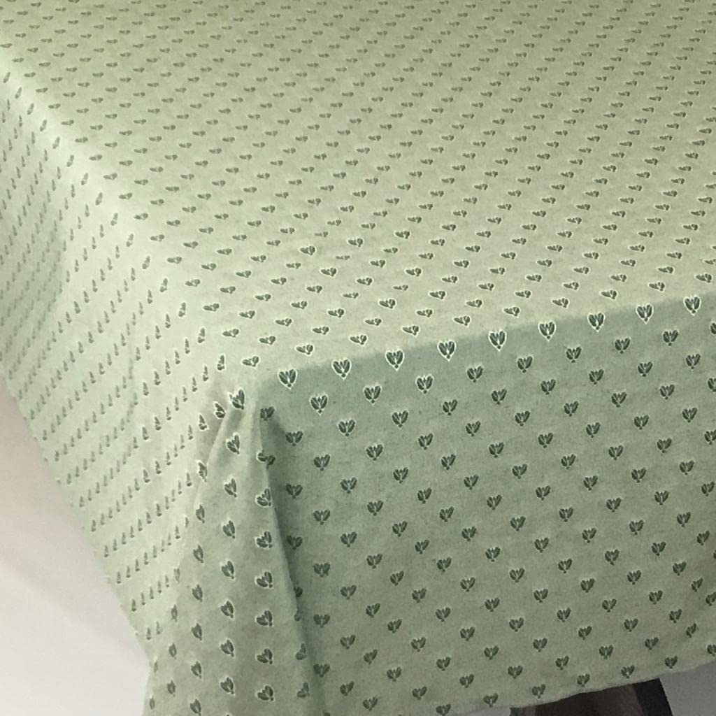 Amelie Michel Luxury French Jacquard Tablecloth - Small Bee Green, Stain Resistant & Machine Washable | 60x120 Inch Rectangle Dining Table Cover for Formal Dinners, Parties & Home Decor | Made in France
