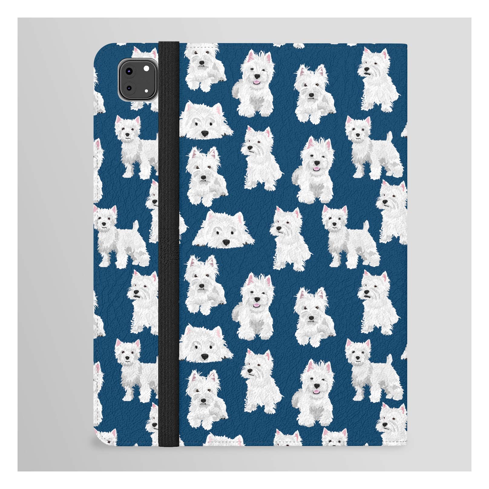 Art of A Coonhound Westies On Blue Tablet Folio Case for iPad Pro 11.0