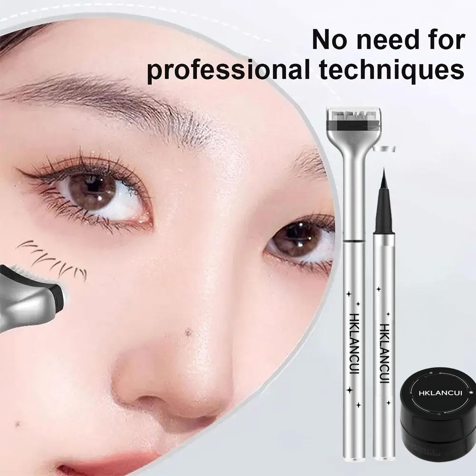Waterproof Lower Lash Stamp & Eyeliner Set - 2-in-1 Double Head Eyeliner Pen with Lash Stamp for Quick Eye Makeup | Sweatproof & Long Lasting | Perfect for Daily Use, Parties & Special Occasions (Black)