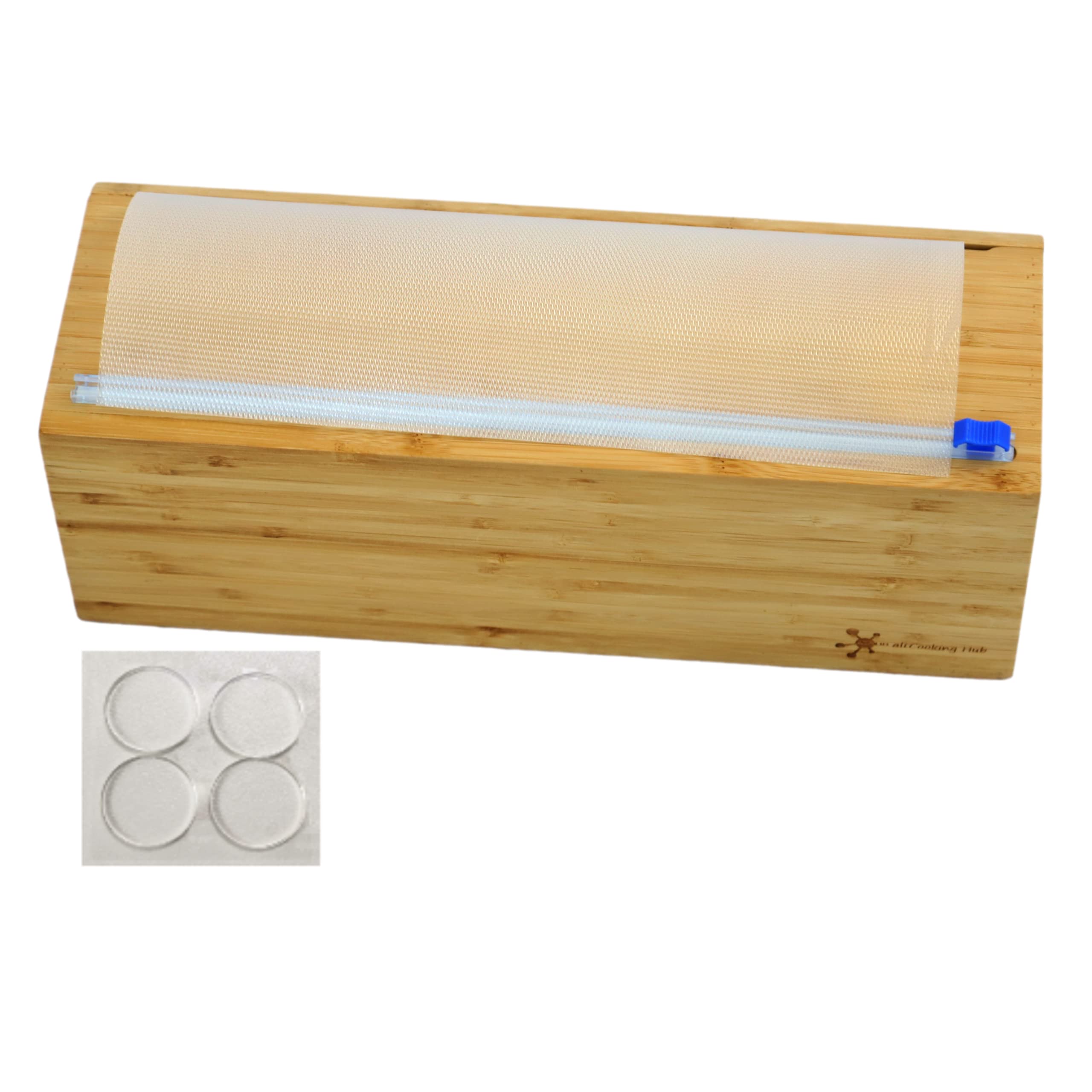 Bamboo Vacuum Sealer Bag Roll Dispenser with Slide Cutter - Reusable Food Saver Bag Holder for 50 ft Rolls, Fits 12