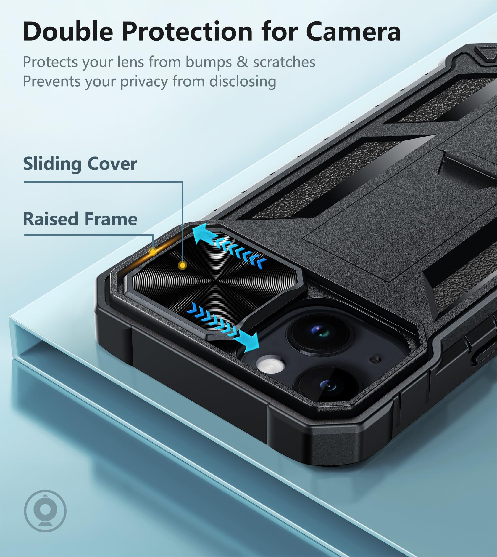 FNTCASE Military Grade Shockproof iPhone 15 Case with Kickstand - Heavy Duty Rugged Protective Cover for iPhone 15 | Anti-Slip Textured Bumper | Perfect for Outdoor Activities, Construction Work & Extreme Sports