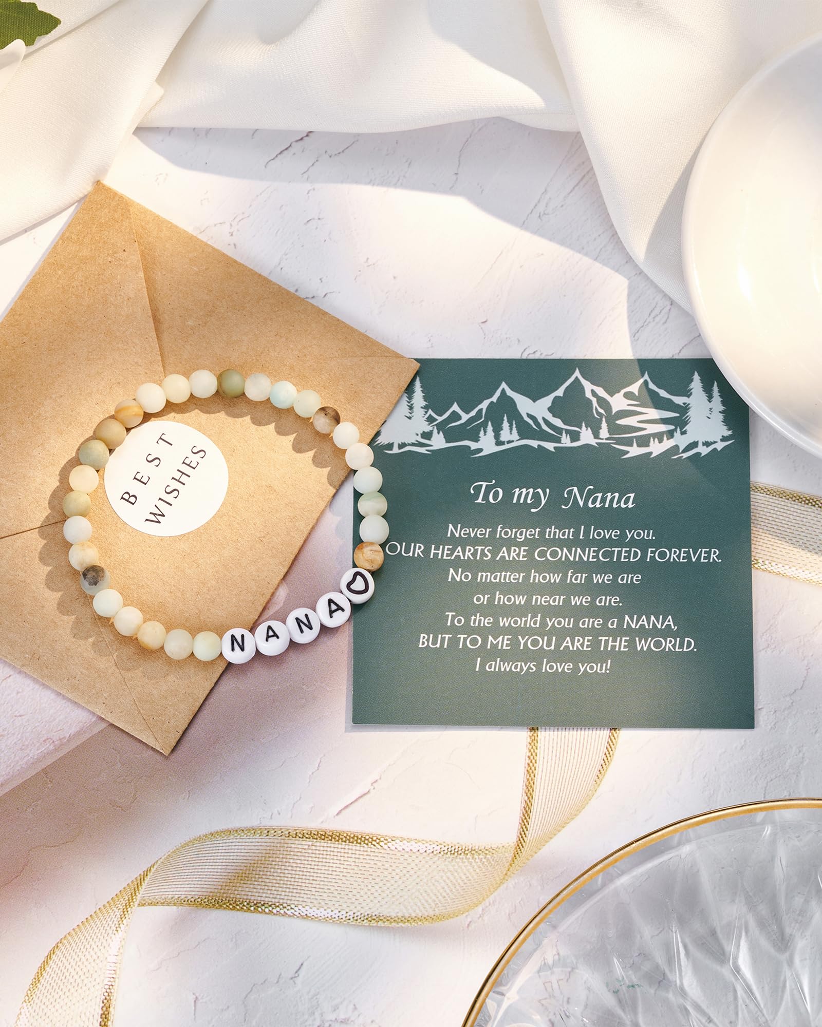 Natural Stone Bracelet for Women & Men - Personalized Gifts for Nana, Mimi, Grandma, Papa, Dad, Mom, Daughter, Aunt & Sister | Christmas, Birthday, Valentine's & Mother's Day Present | Perfect for Daily Wear, Special Occasions & Spiritual Healing