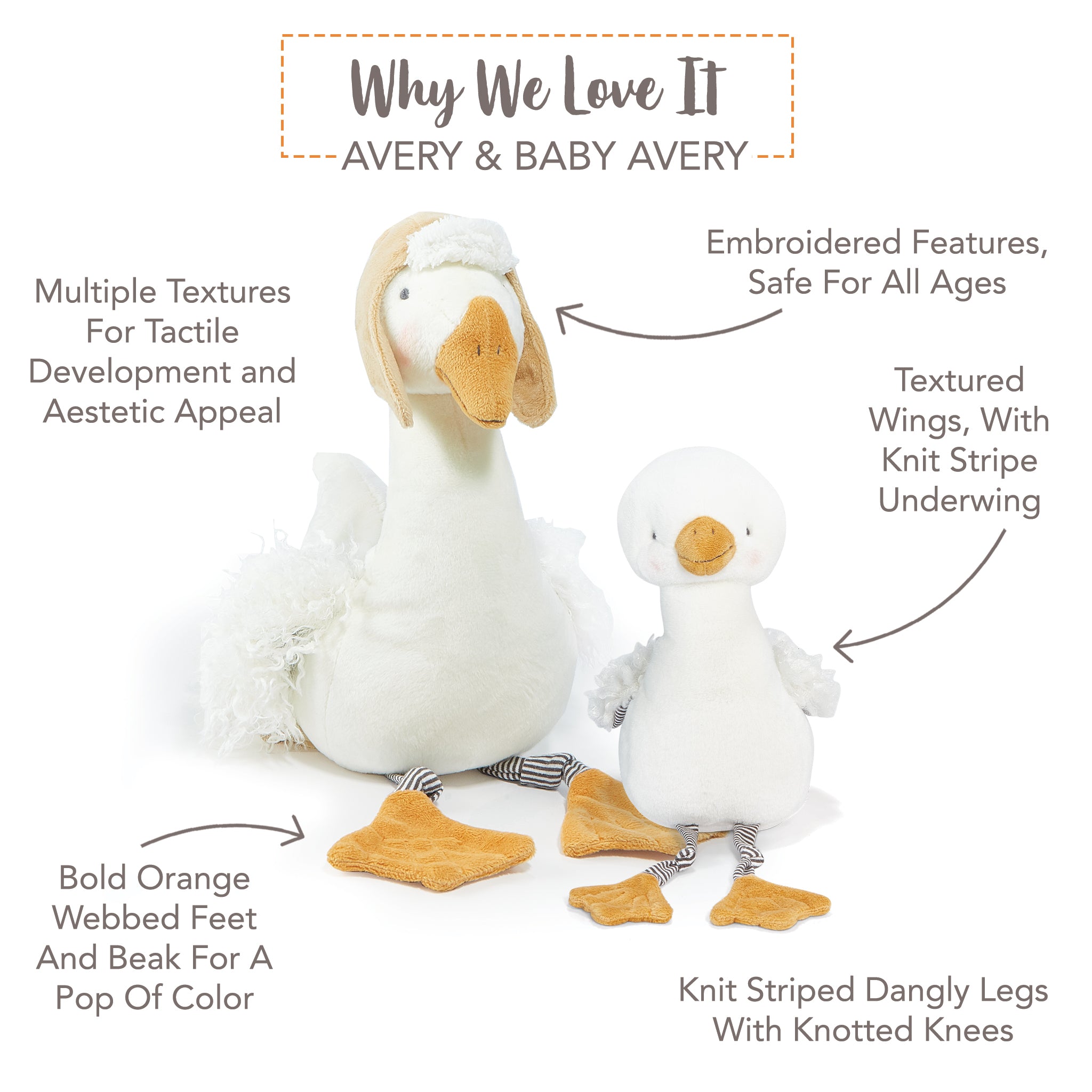 Avery The Aviator Snow Goose Plush Toy - Premium Stuffed Animal for Kids & Collectors - Perfect for Nursery Decor, Gift Giving & Cuddling