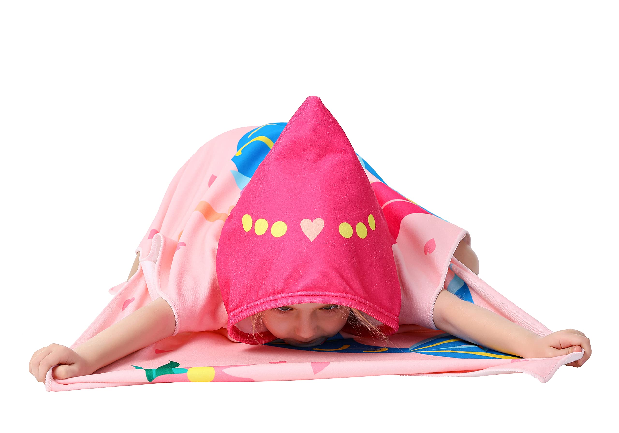Pink Mermaid Hooded Beach Towel Poncho for Kids - Soft Lightweight Microfiber Swim Cover Up for Toddler Girls - Perfect for Pool, Beach, Swimming & Bath Time