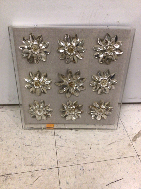 15 3/4 Inch Square Shadow Box Flower Wall Decor - Floral Home Decor for Living Room, Bedroom, Office - Perfect for Farmhouse, Boho & Modern Interior Design