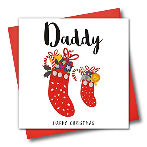 Embellished Christmas Greeting Card for Dad - Festive Holiday Card with Stockings - Perfect for Family Gifts & Christmas Decorations
