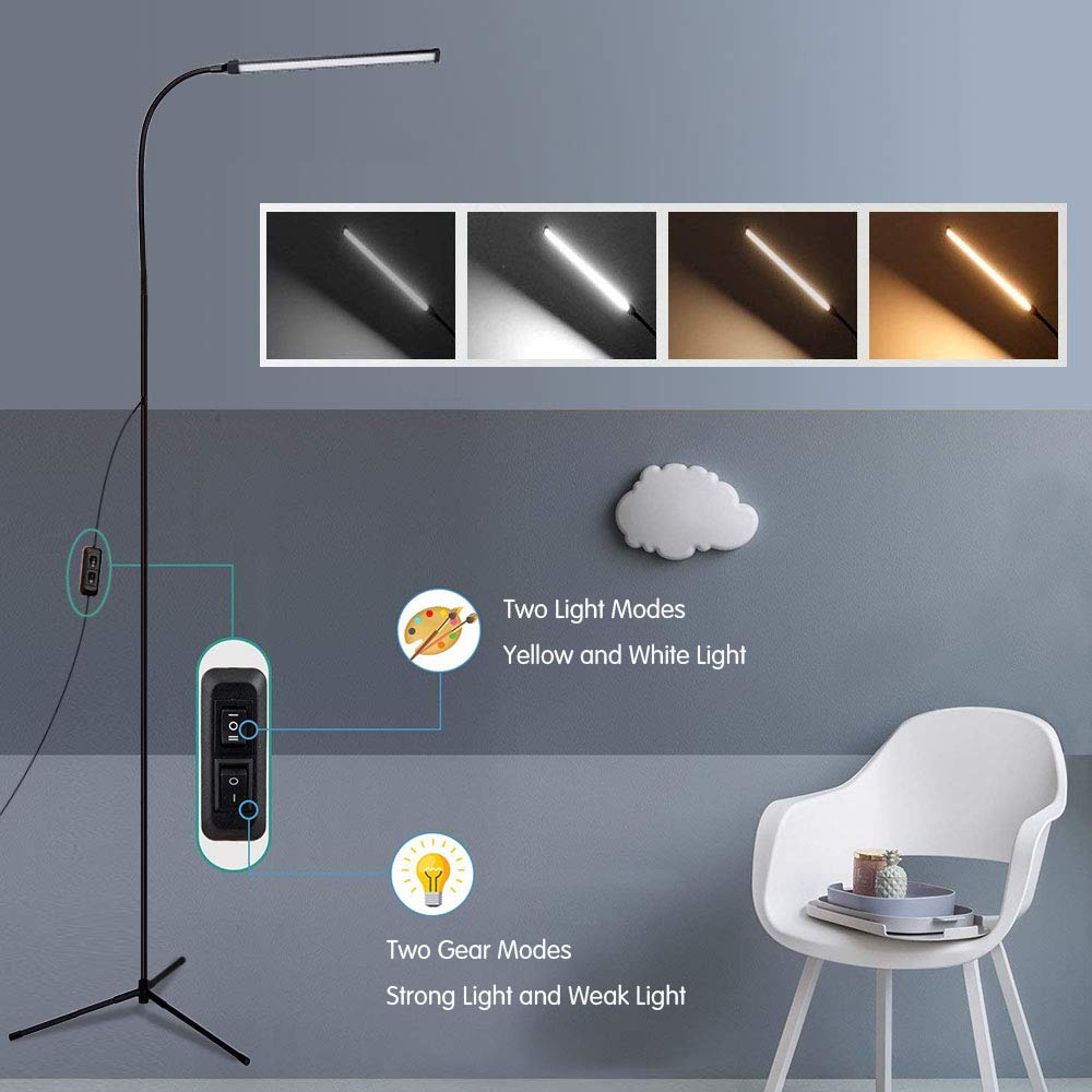 360° Flexible Gooseneck LED Floor Lamp - Adjustable Brightness Dimmable Reading & Desk Light for Living Room, Office, Study - Modern Task Lighting with Sturdy Tripod Base (Perfect for Reading, Working, and Home Decor)
