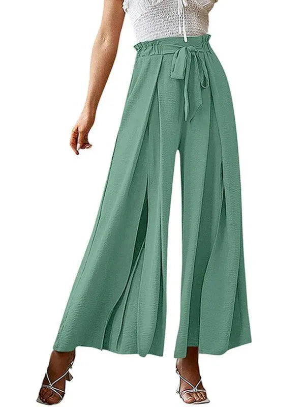 Women's Loose Pleated Wide Leg Pants - Comfortable High Waist Flowy Trousers for Casual Wear, Office & Travel