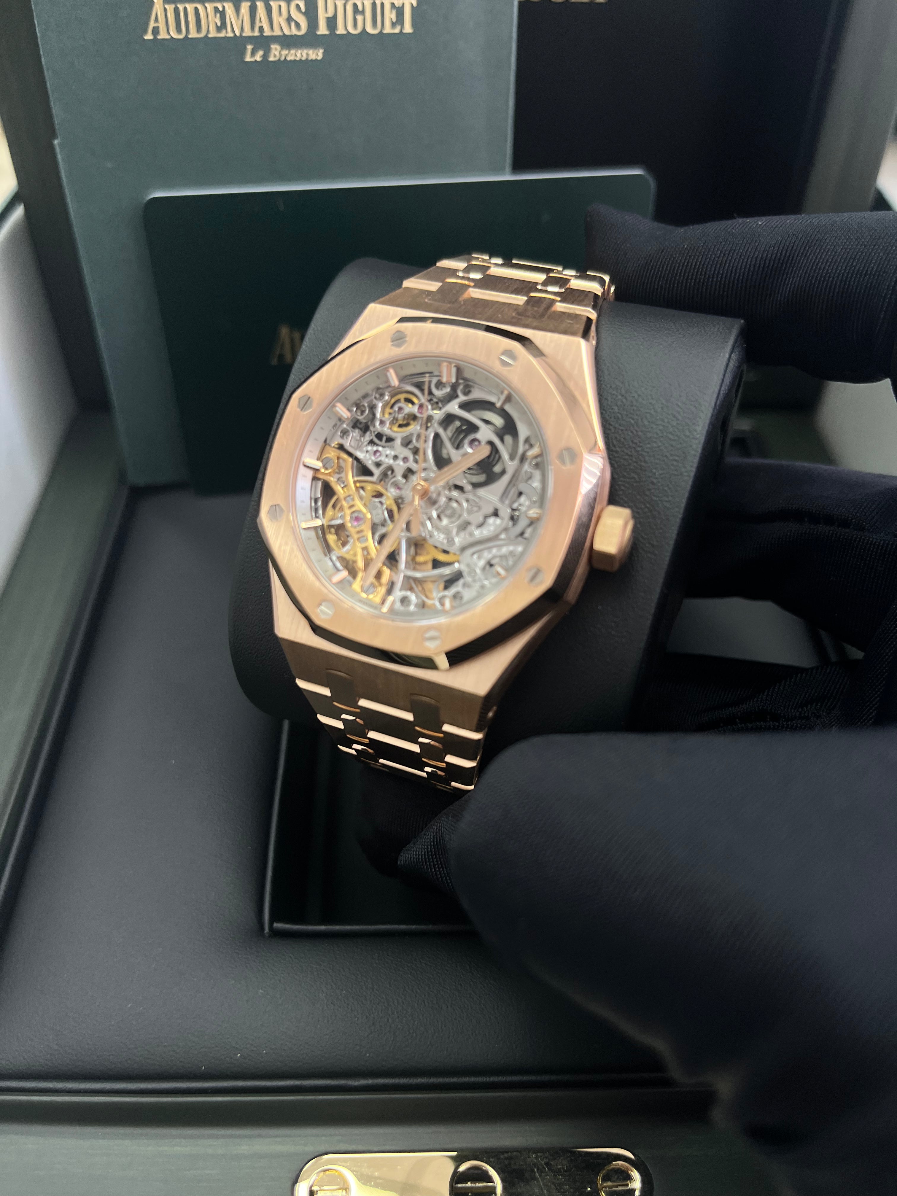 Audemars Piguet Royal Oak 37mm Skeleton Rose Gold Watch - Double Balance Wheel Openworked Ref# 15467OR.OO.1256OR.01 | Luxury Swiss Automatic Timepiece for Men, Perfect for Business Meetings & Formal Events