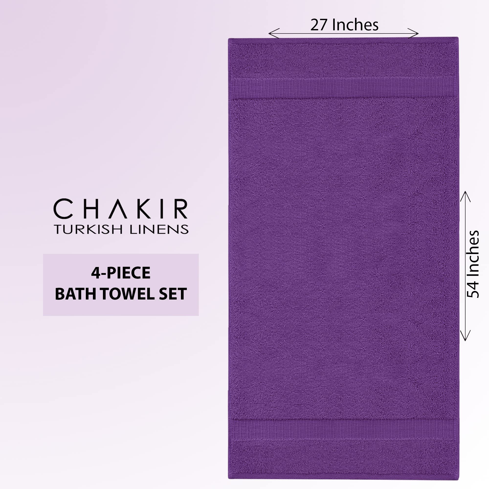 Premium 100% Cotton Turkish Bath Towels Set (4-Piece) - Ultra Soft & Absorbent | 27