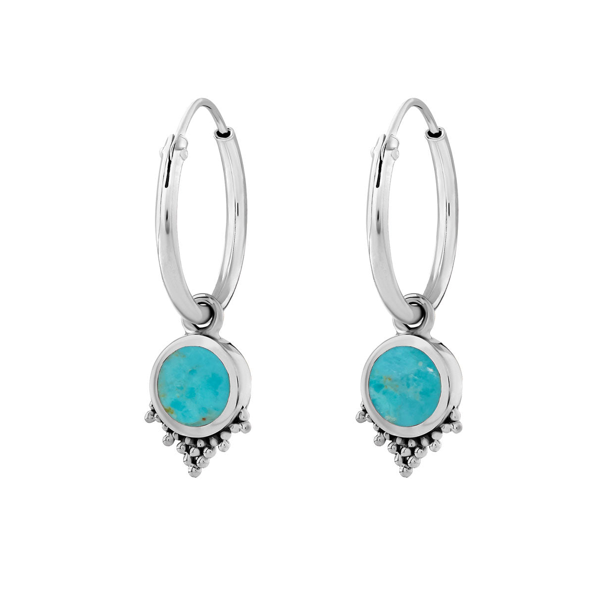 Mystic Mirror Turquoise Sleepers - Handmade Boho Earrings for Women, Dangle Drop Earrings for Casual & Party Wear, Perfect Gift for Her