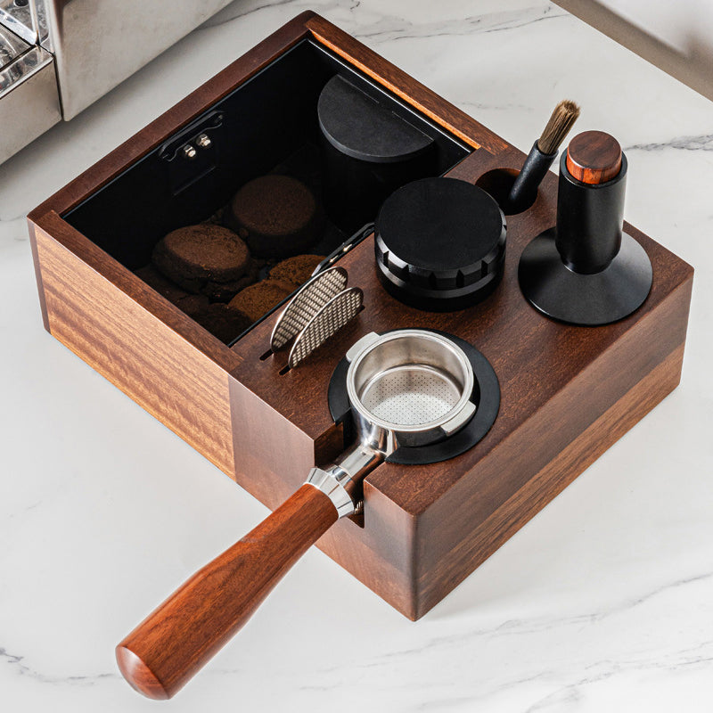 Stainless Steel Espresso Accessories Organizer & Knock Box - Barista Tool Storage for Coffee Machine Accessories - Perfect for Home & Café Use
