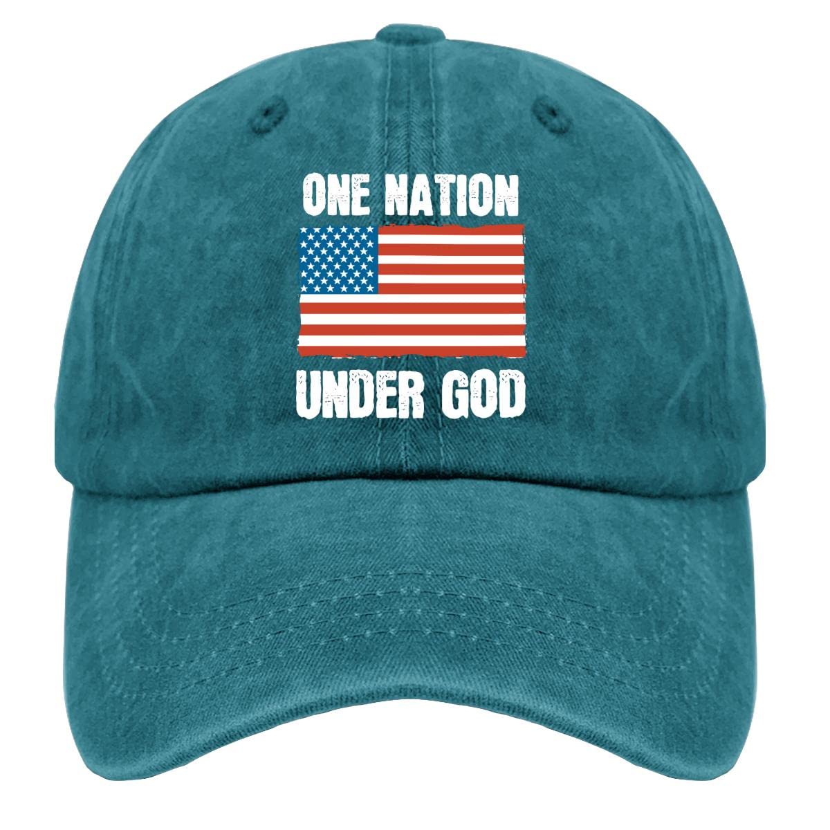 Vintage Dad Hats for Women & Men - One Nation Under God Baseball Cap - Cotton Flex Fit Adjustable Hat for Hiking, Outdoor Activities & Casual Wear