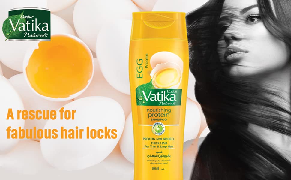 Vatika Naturals Egg Protein Shampoo for Thin & Limp Hair - 400ml Nourishing Hair Treatment | Australian Made | Perfect for Daily Hair Care & Volume Boost