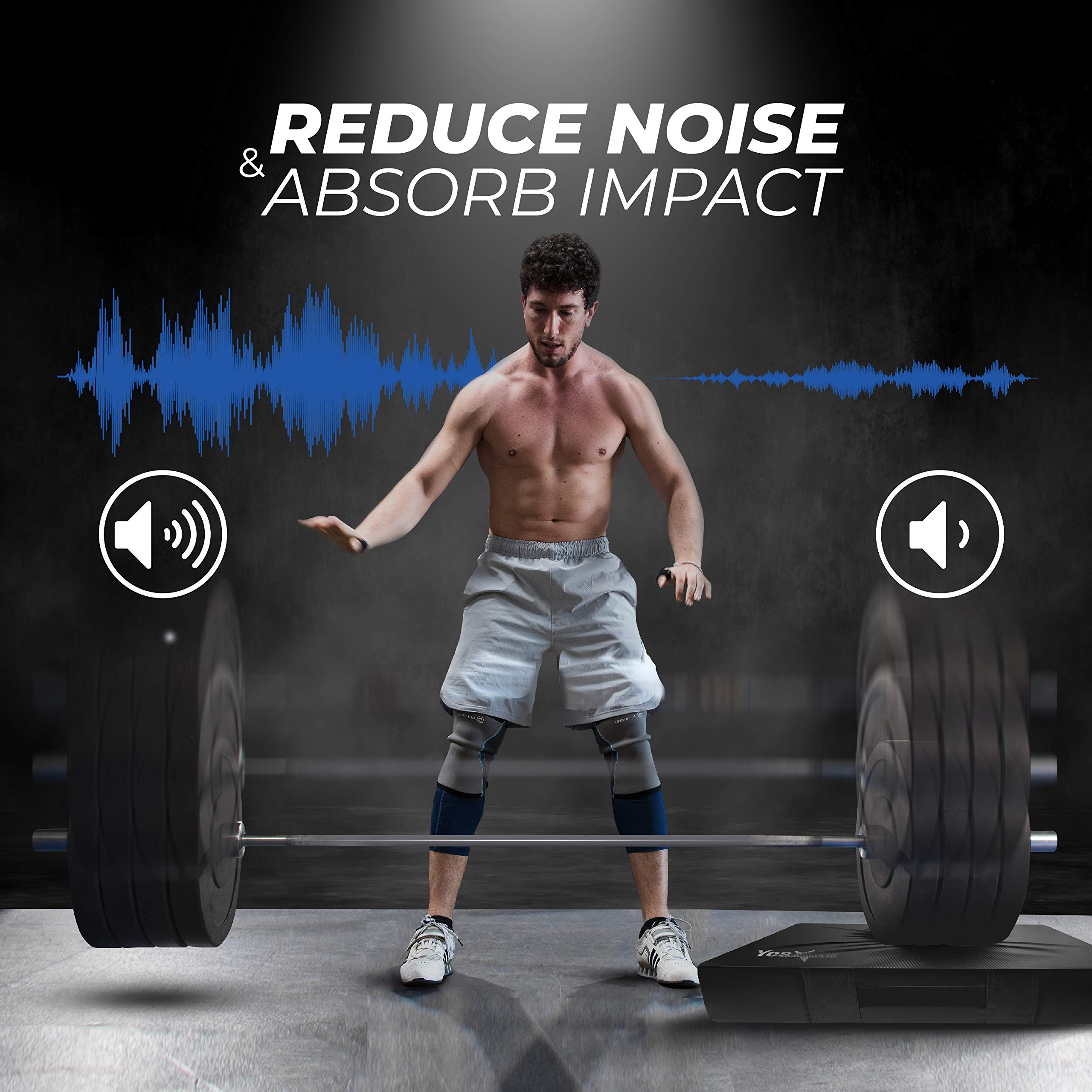 Yes4All Weightlifting Drop Pads with PVC Cover & Carry Handles - Pair of Gym Floor Protection Mats for Deadlifts, Olympic Lifting & Home Workouts - Durable Silencer Pads for Noise Reduction