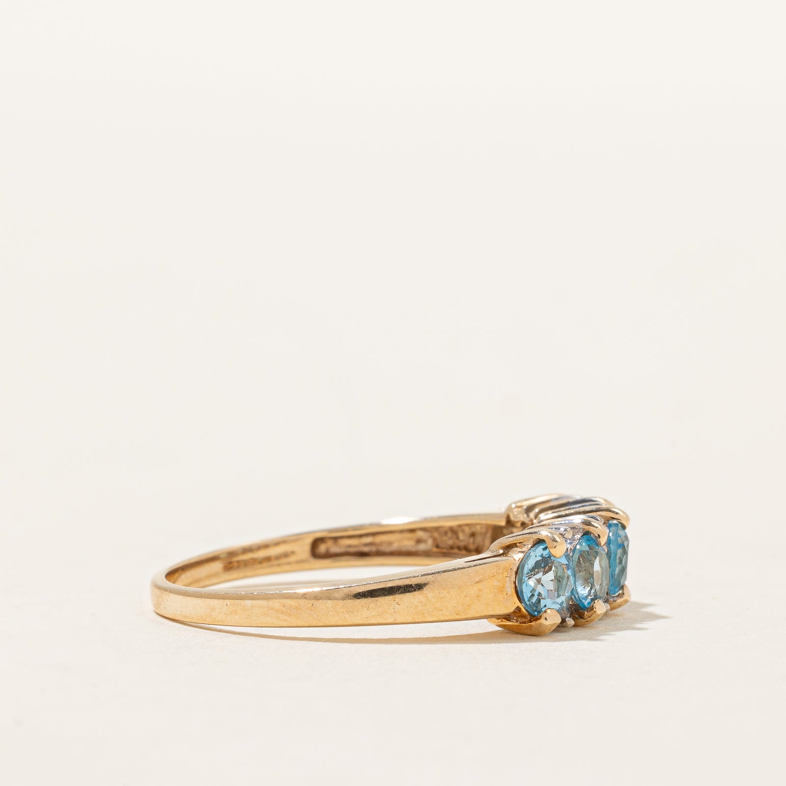 Five Stone Blue Topaz & Diamond Ring | 0.90ctw Gemstone & 0.04ctw Diamonds | Size 7.75 | Elegant Jewelry for Engagement, Anniversary & Special Occasions