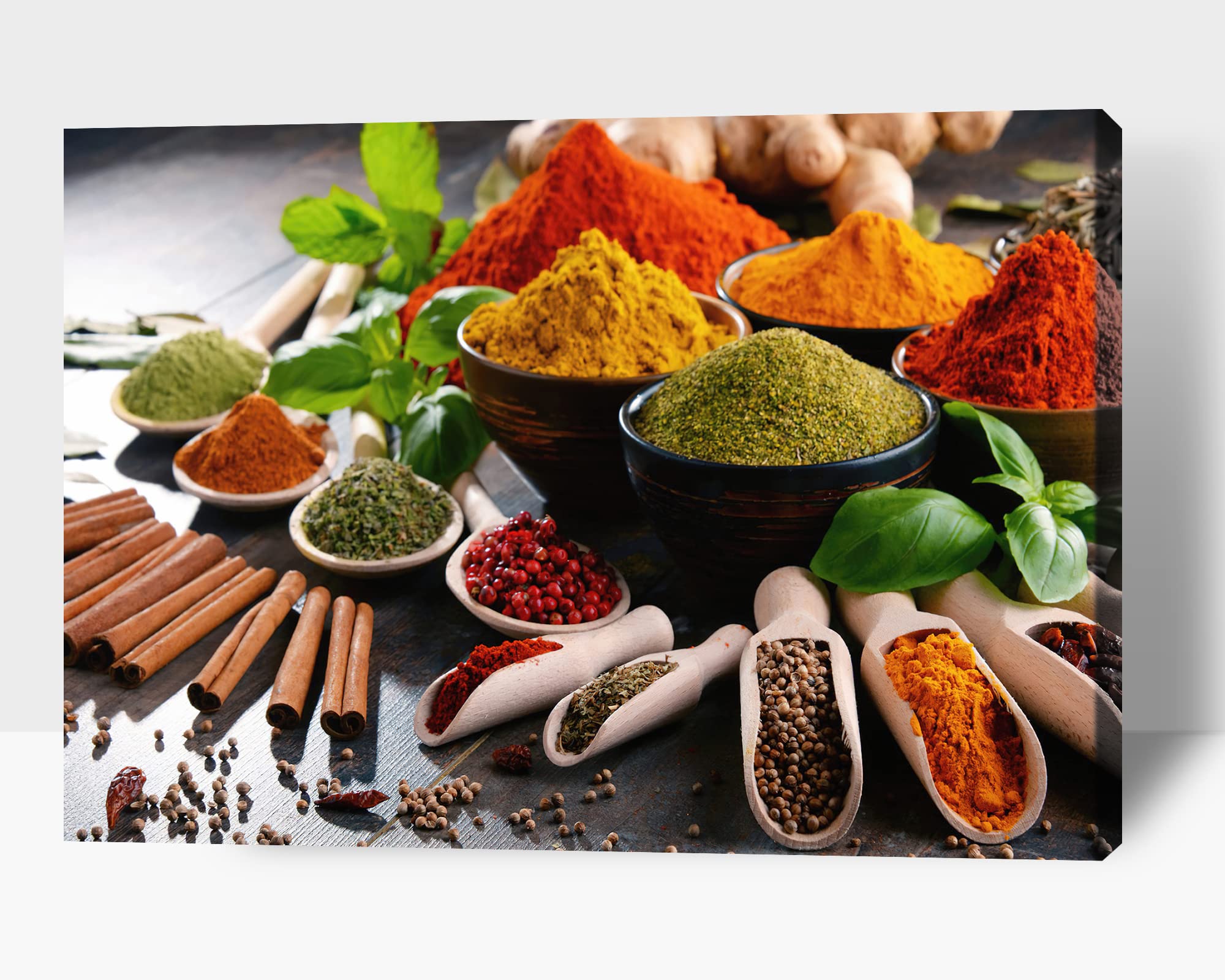 TIMUBA Modern Spice Kitchen Canvas Wall Art - 32x48 Inches Hand-Painted Dining Room Decor, Home & Living Room Wall Decoration - Perfect for Farmhouse, Apartment & Restaurant Wall Decor