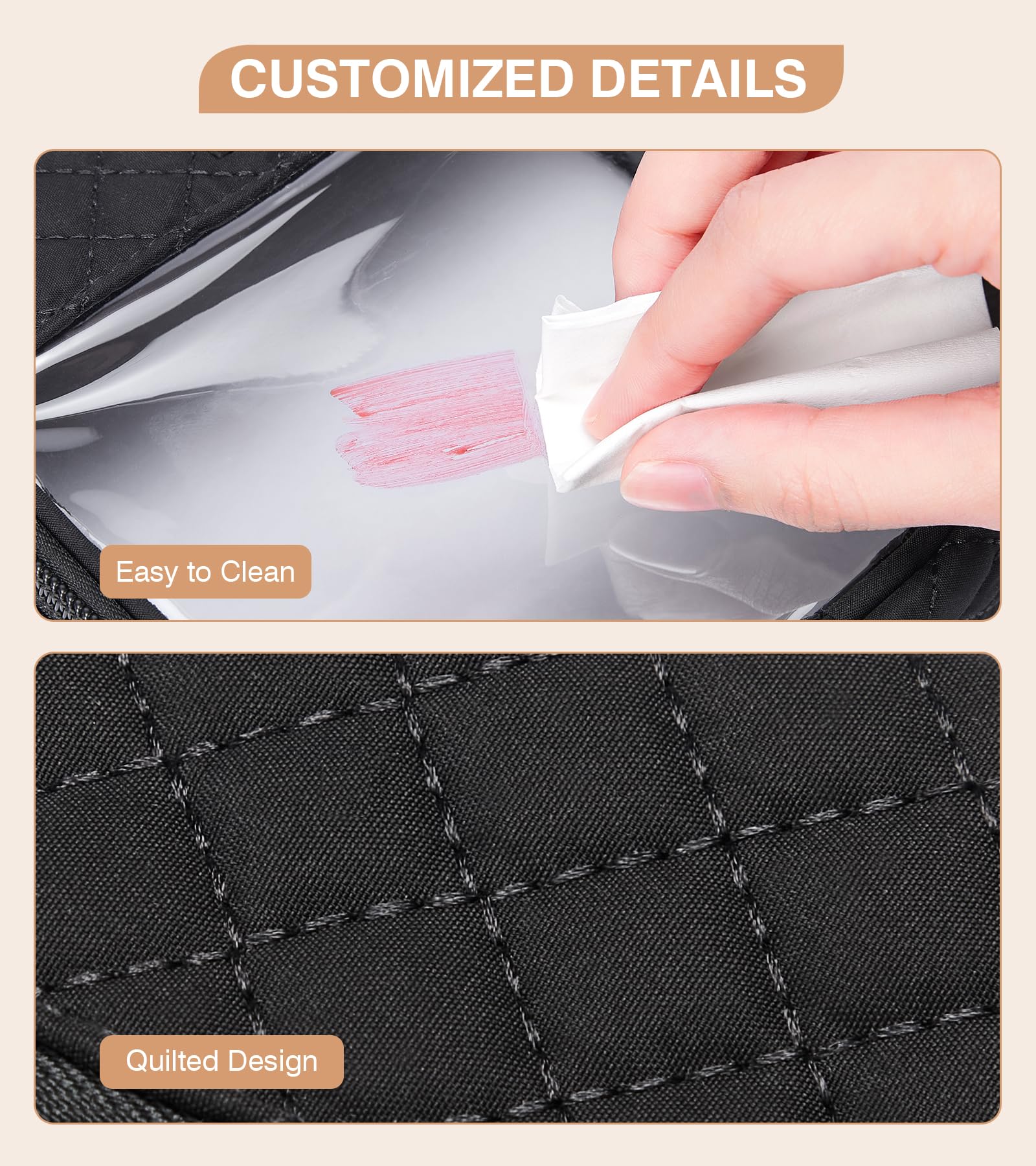 Marvolia Small Clear Makeup Bag for Women - Travel Toiletry Organizer, Mini Cosmetic Case with Zipper for Makeup & Essentials (Small, Black) - Perfect for Travel, Gym, and Daily Use