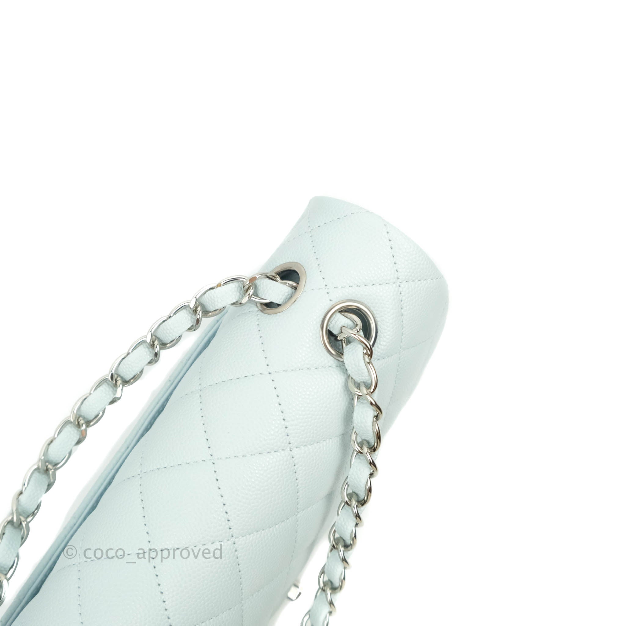 Chanel Classic M/L Medium Double Flap Bag in Blue Caviar Leather with Silver Hardware 21K Collection - Perfect for Luxury Fashion, Evening Events & Gift Giving