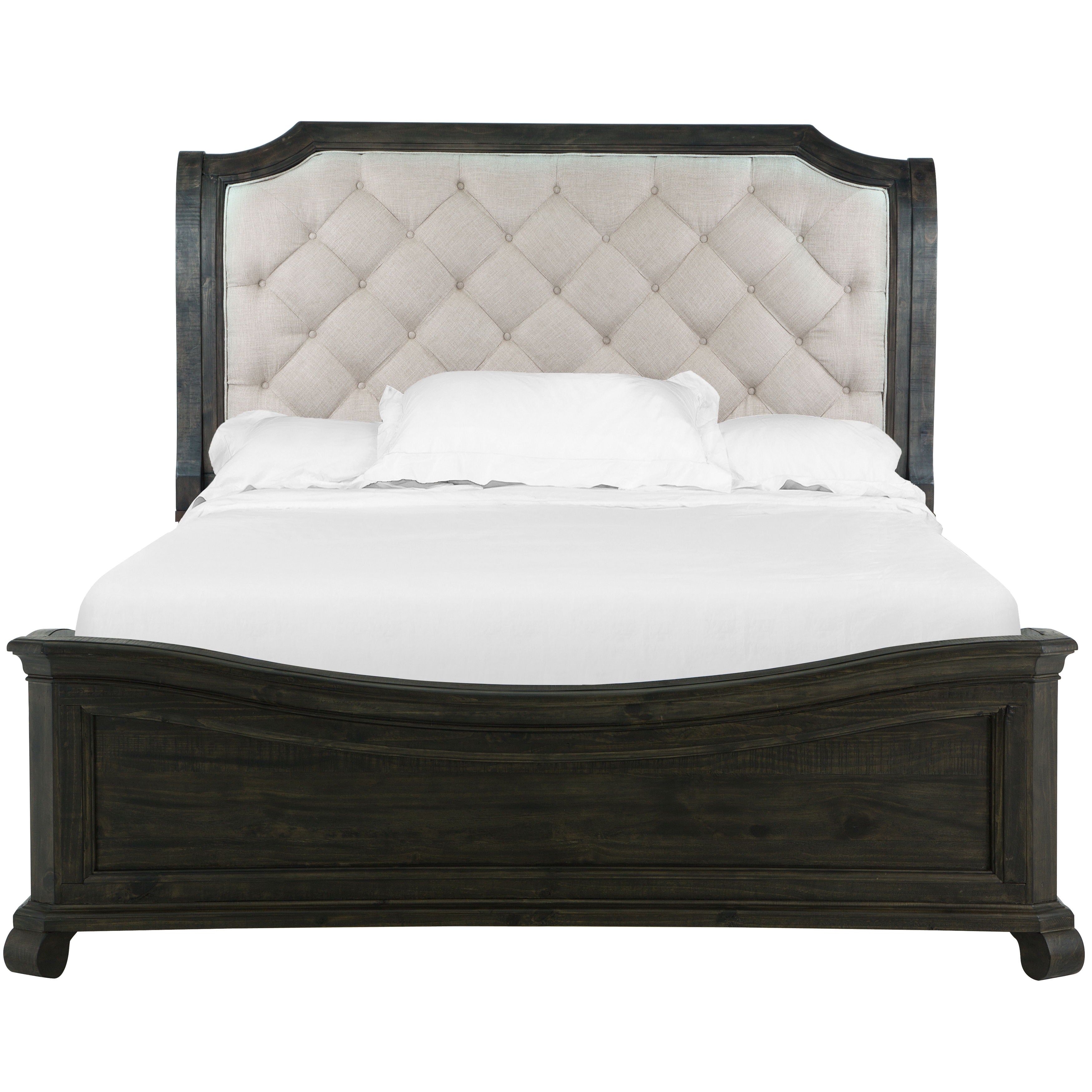 Bellamy Complete King Sleigh Bed with Shaped Footboard - Elegant Solid Wood Bed Frame for Master Bedroom, Guest Room & Luxury Home Decor