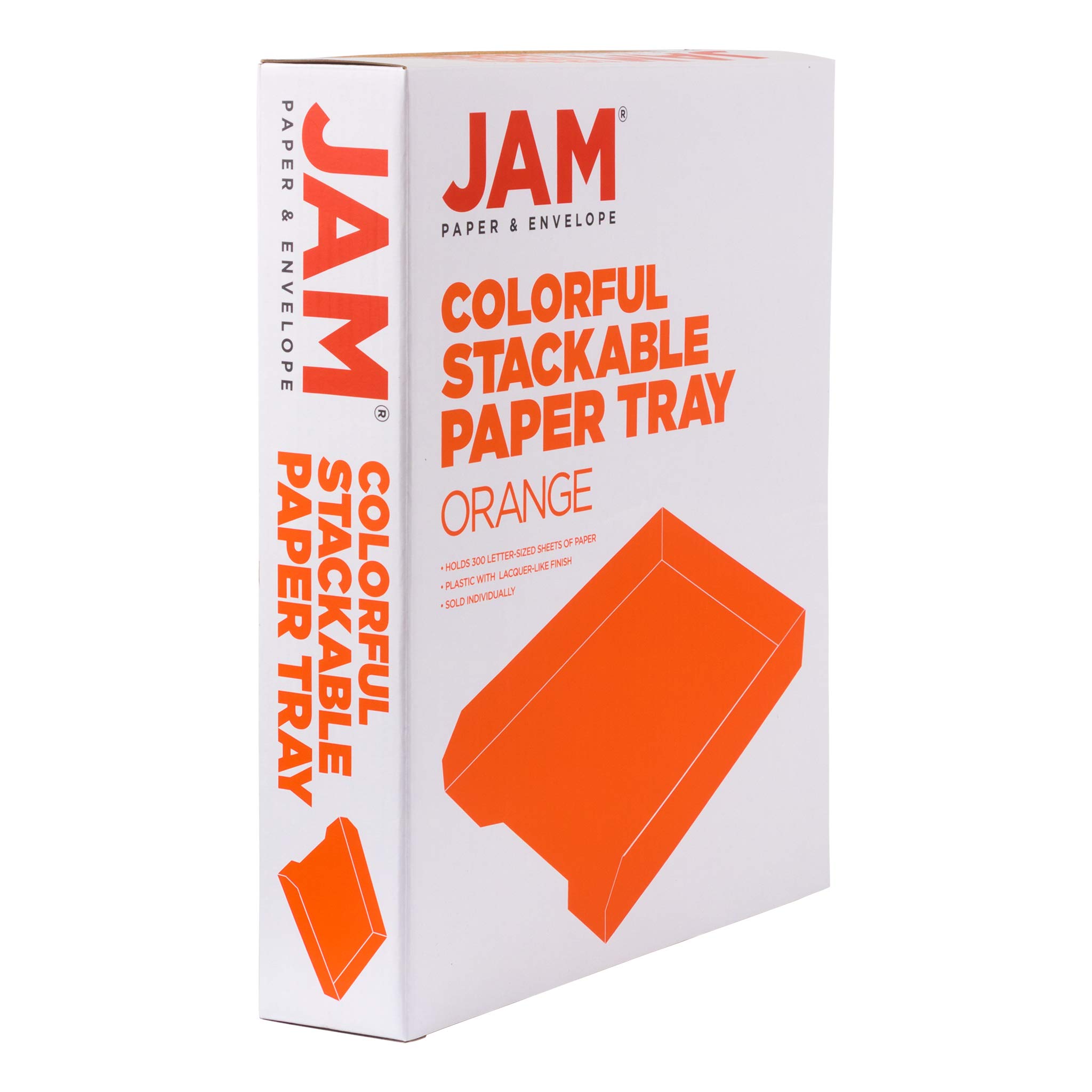 JAM PAPER Stackable Paper Trays - Orange - Desktop Document Organizer for Letters & Files - Office Supplies for Desk Organization - Perfect for Home, Office, or School Use