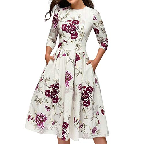 Vintage Floral Print A-Line Party Dress for Women - Elegant Soprano Plus Size Dress for Weddings, Cocktails & Special Occasions
