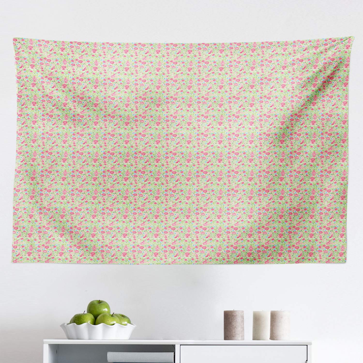 Ambesonne Spring Tapestry Wall Hanging - Vintage Folk Art Floral Print Fabric Decor for Bedroom, Living Room, Dorm - 45