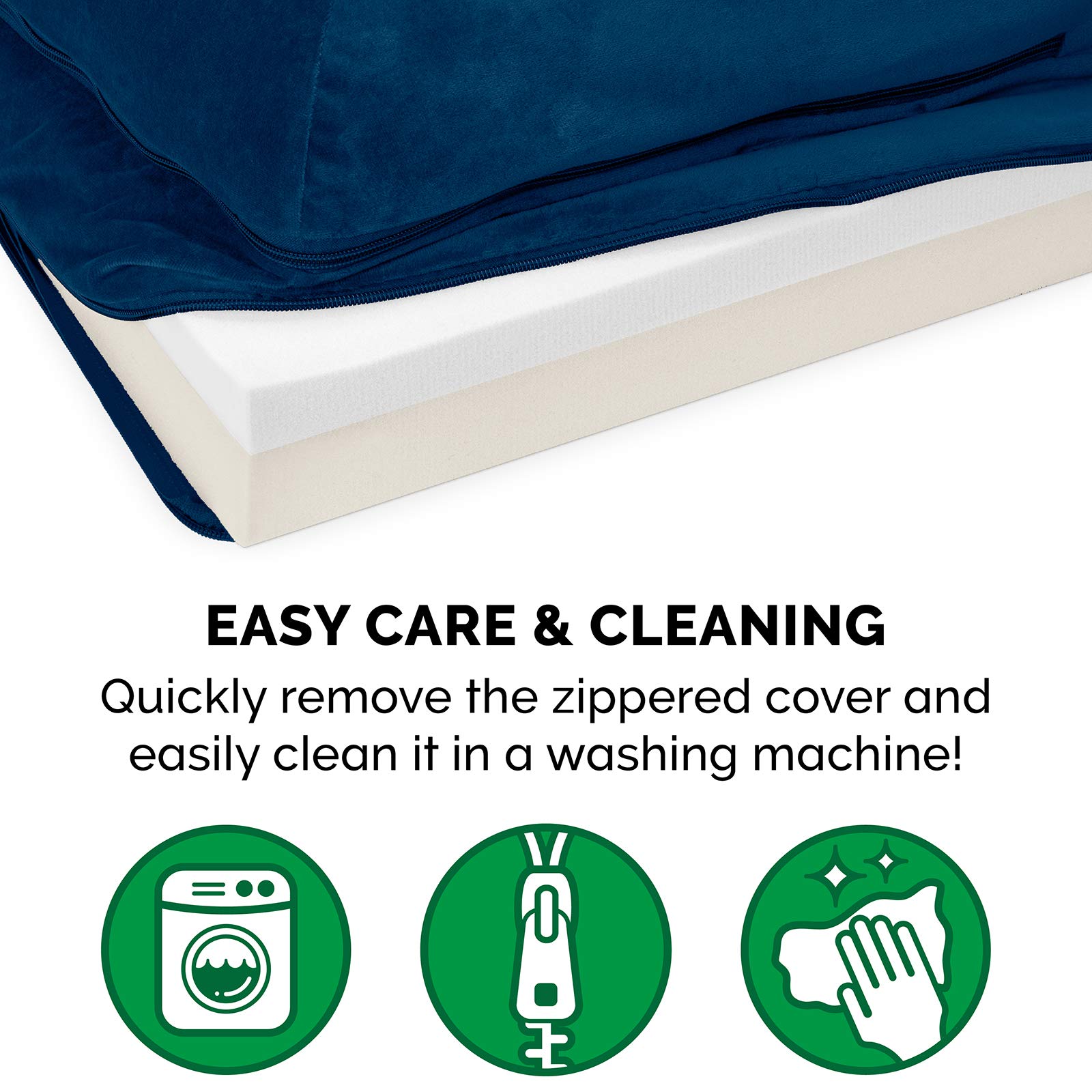 Furhaven Memory Foam Dog Bed for Small & Medium Dogs - Removable Bolsters & Machine Washable Cover - Plush Velvet L-Shaped Chaise Lounge - Supports Pets Up to 35 lbs - Deep Sapphire Blue - Perfect for Living Room, Bedroom or Pet Nursery