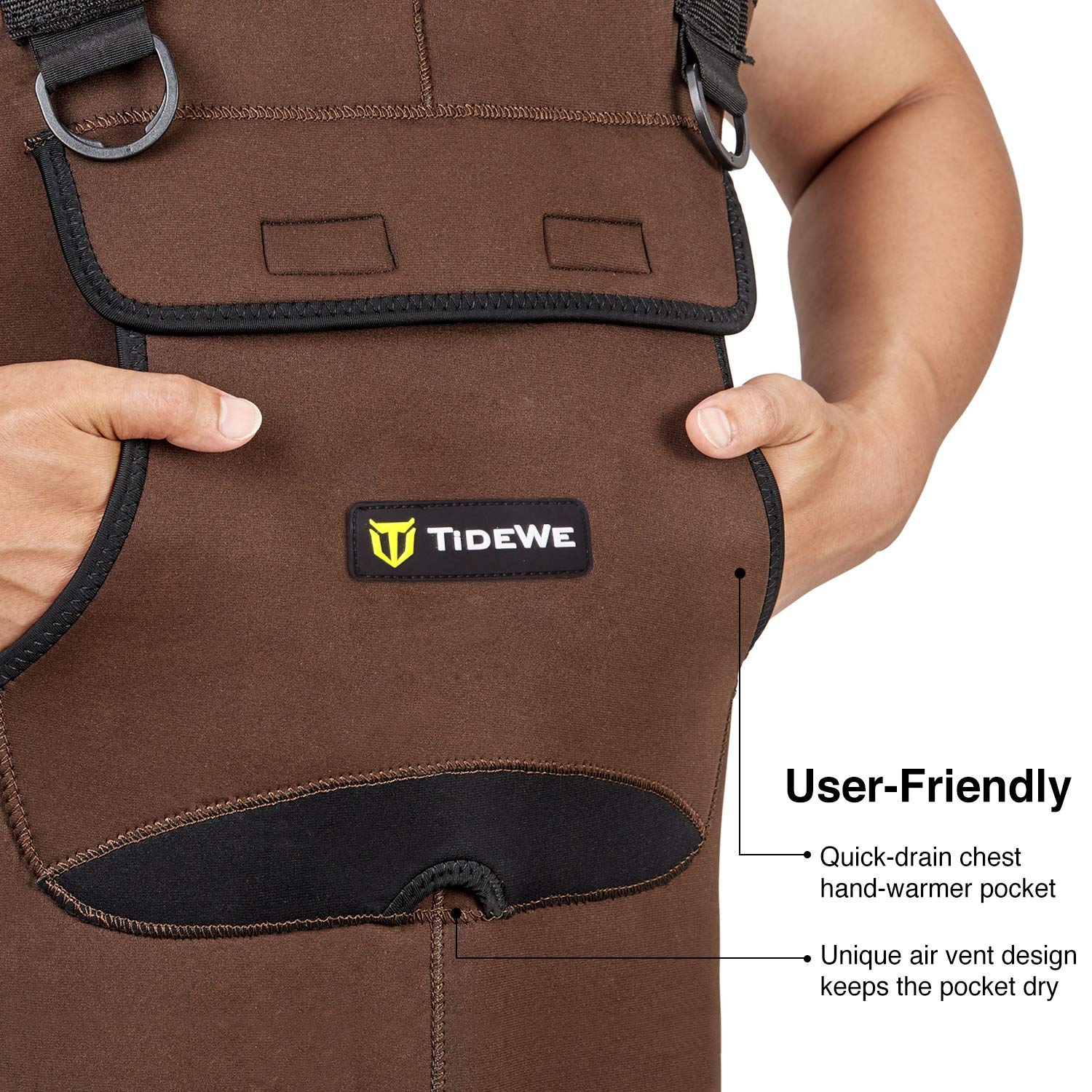 TIDEWE Neoprene Waders with Cleated Bootfoot for Men - Waterproof Chest Waders for Fishing & Hunting - Ideal for Stream, Lake, and Marsh Adventures