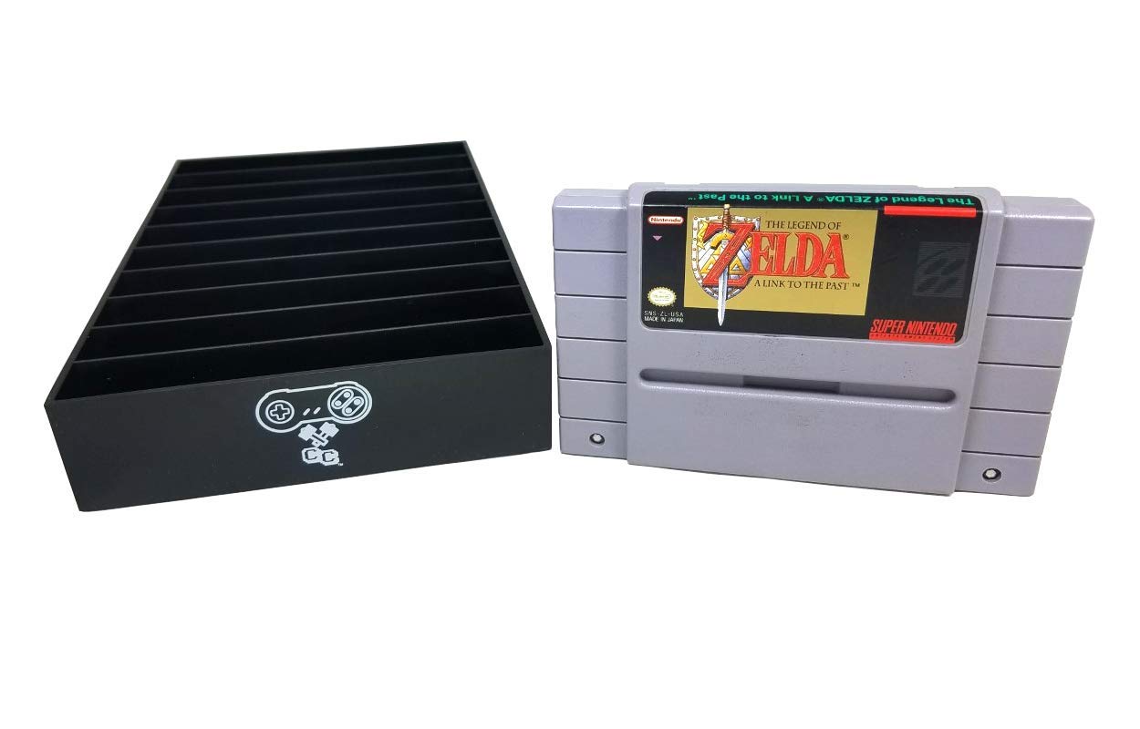 Black SNES Game Organizer - Nintendo SNES Cartridge Holder with Dust Cover for Super Nintendo Entertainment System | Perfect for Game Storage & Display